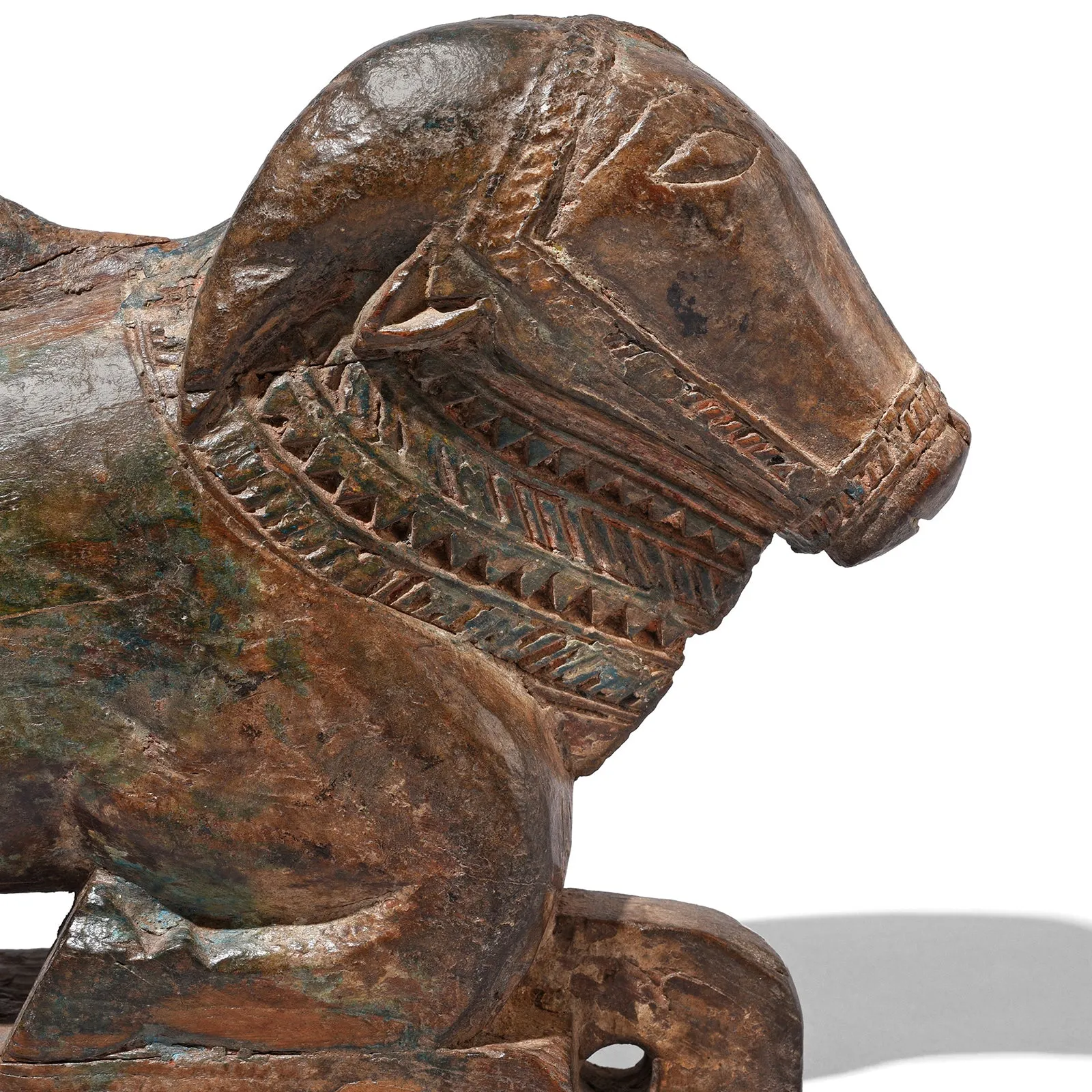 Painted Indian Nandi Bull Toy From Maharashtra - 19th Century