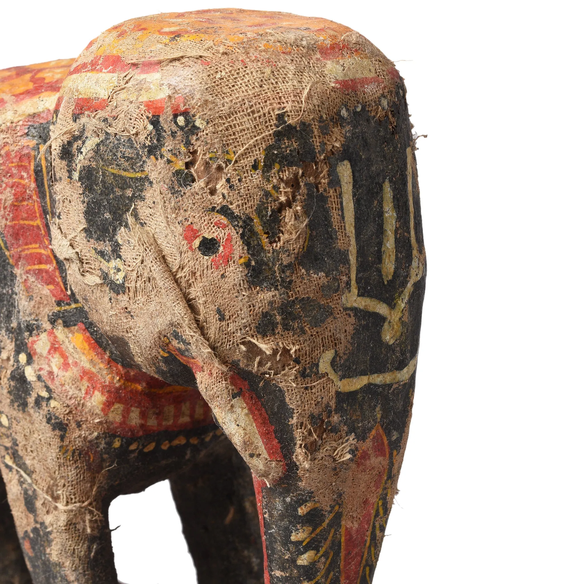 Painted Wooden Elephant From Orissa - Ca 1920