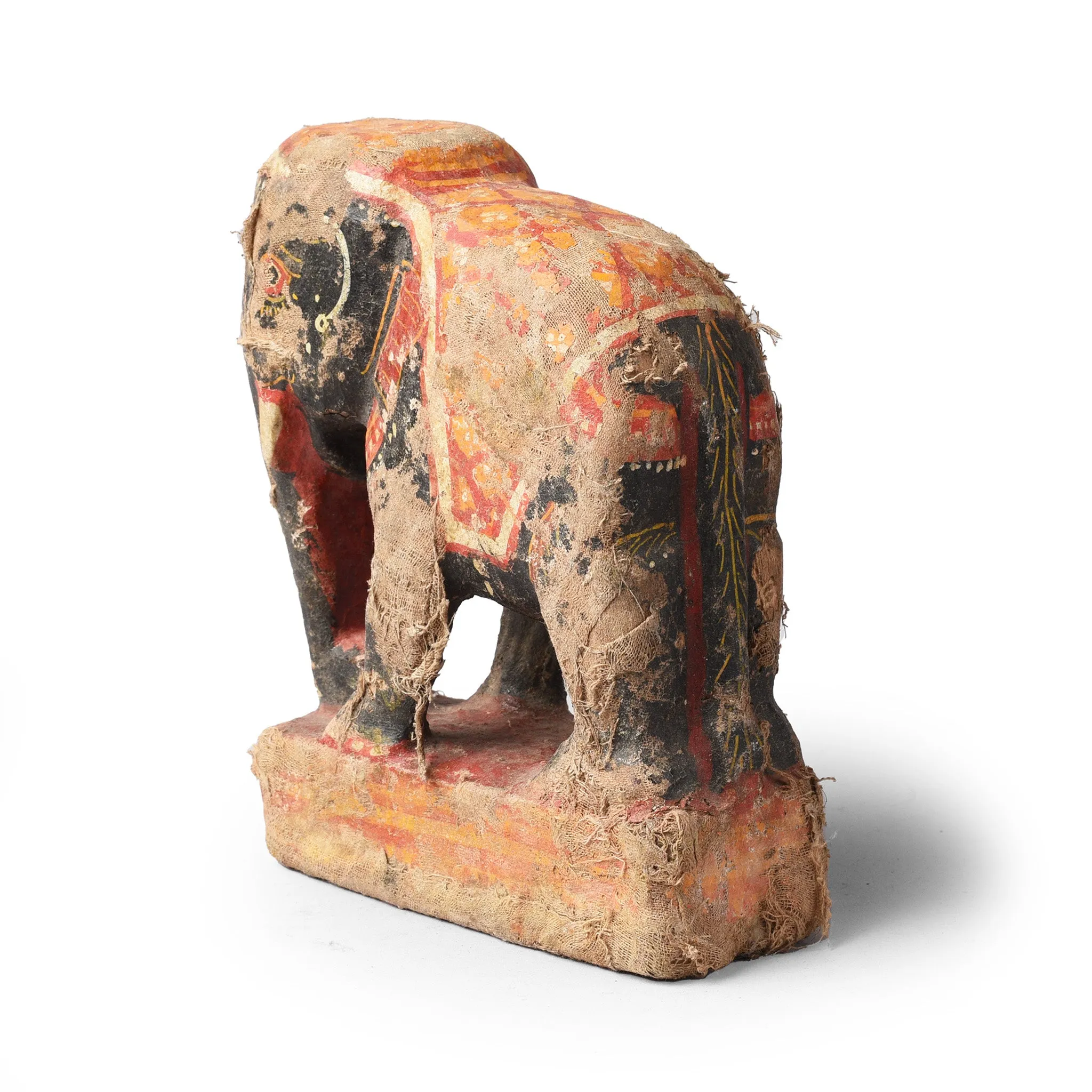 Painted Wooden Elephant From Orissa - Ca 1920