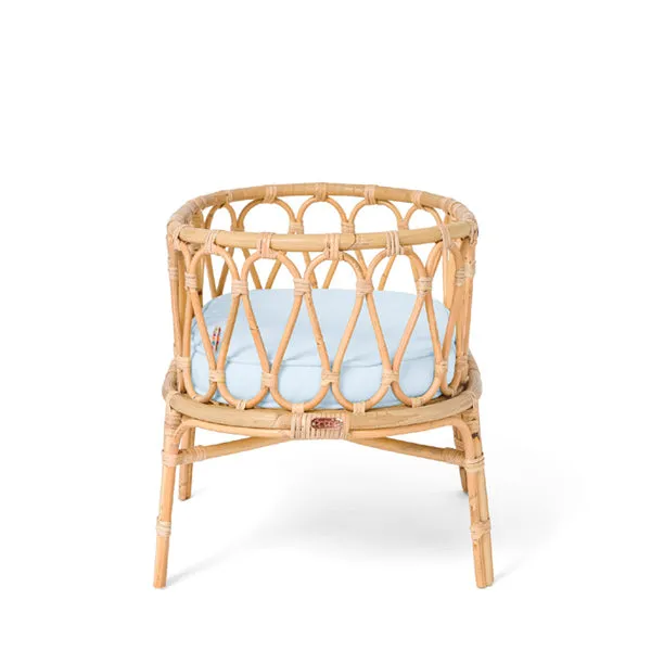 Poppie Rattan Doll's Crib - Baby Blue