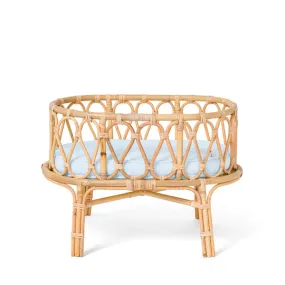 Poppie Rattan Doll's Crib - Baby Blue