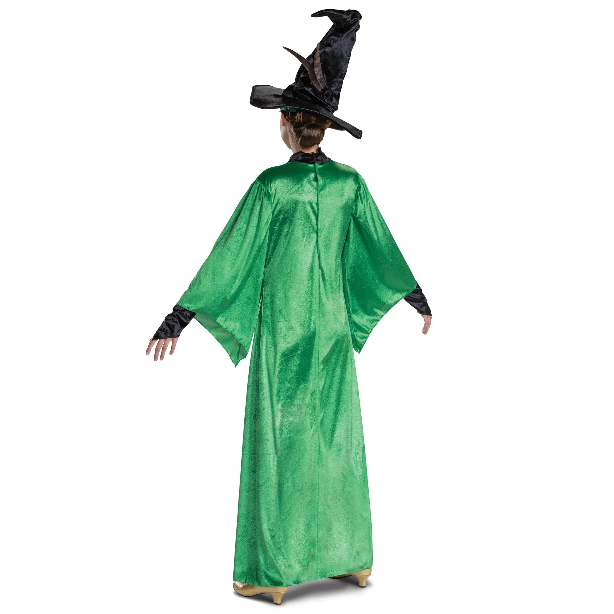 Professor McGonagall Deluxe Costume for Adults, Harry Potter, Green Robe with Dress and Hat