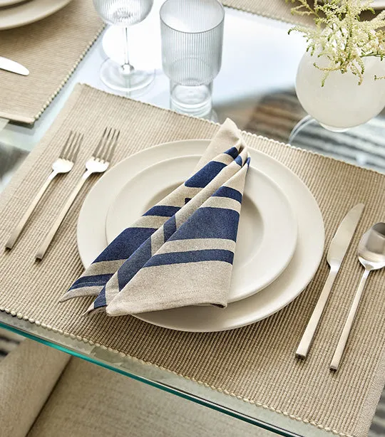 Quincy Block Print Stripe Napkin Sets