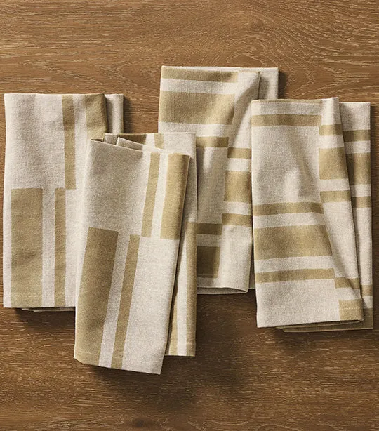 Quincy Block Print Stripe Napkin Sets