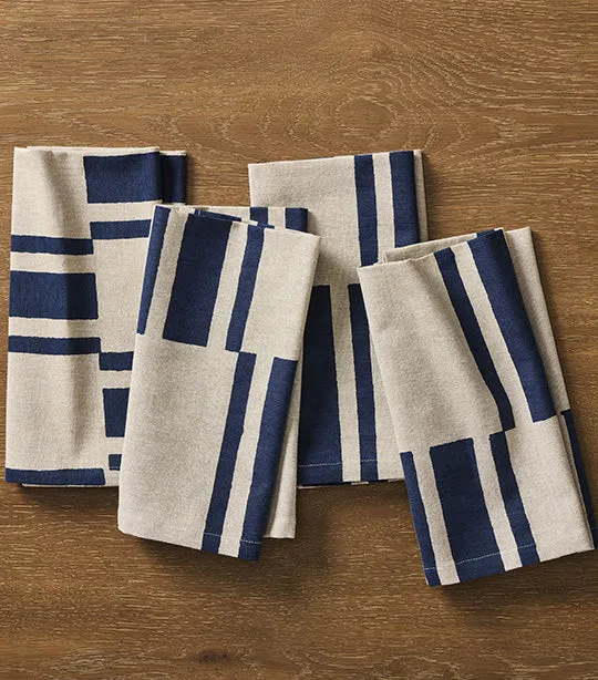 Quincy Block Print Stripe Napkin Sets