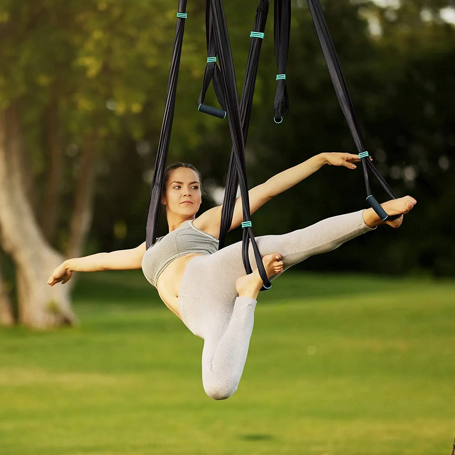 "Deluxe Aerial Hammock Yoga Swing Set - Ultimate Flying Sling for Indoor & Outdoor Inversion Therapy"