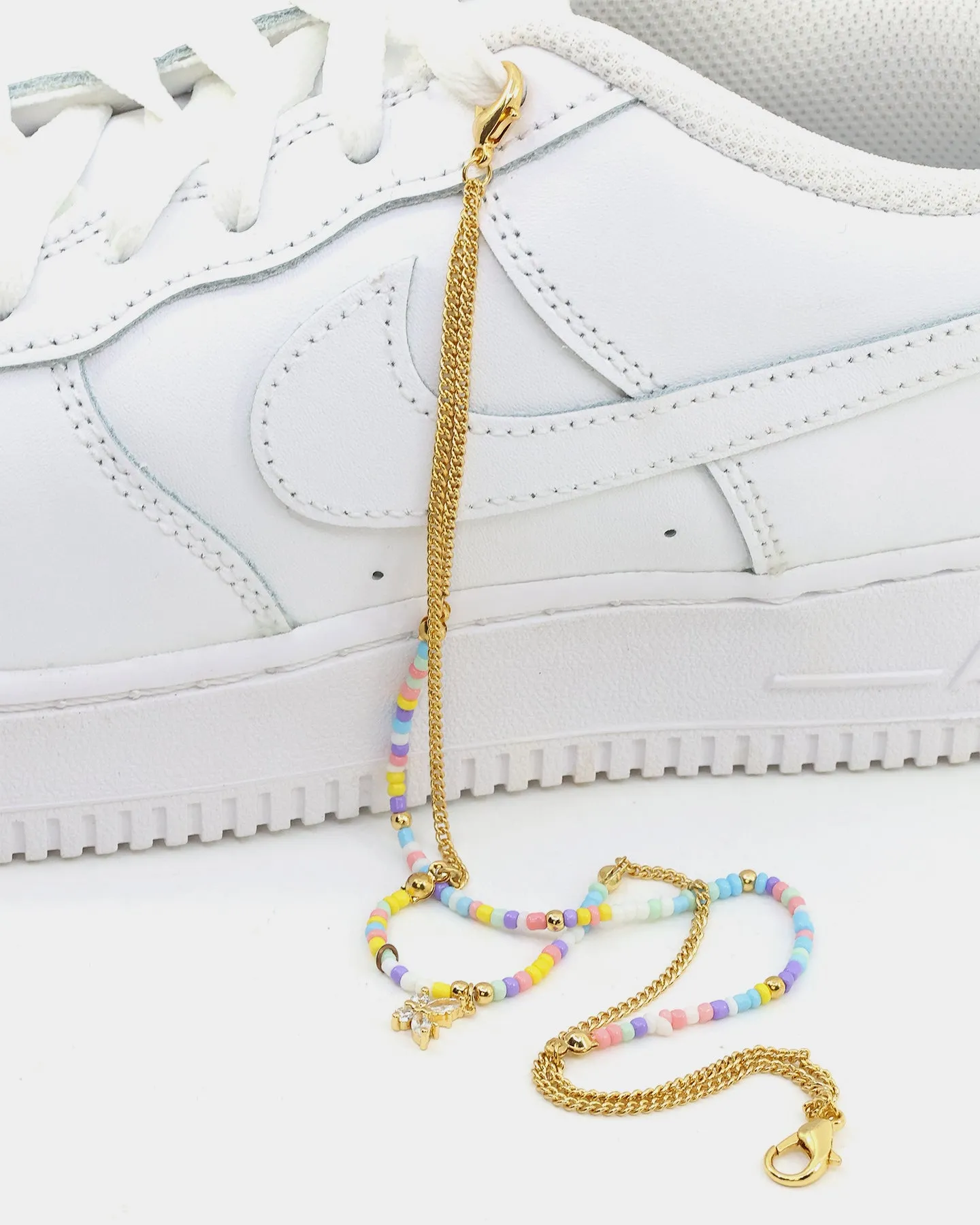 Raising Hell Women's Butterfly Beaded Shoe Chain Iced Gold