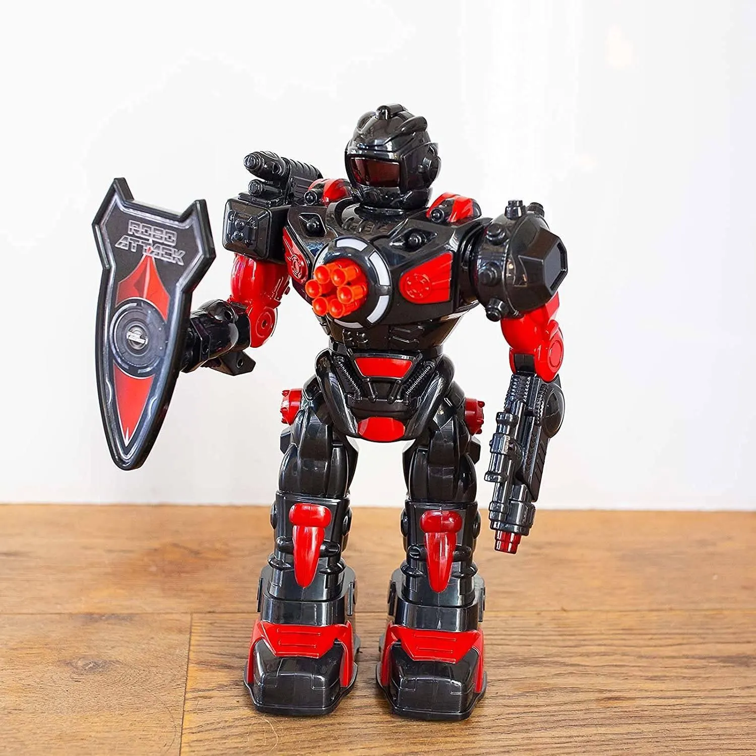 RoboAttack Large Remote Control Interactive Robot - Black/Red