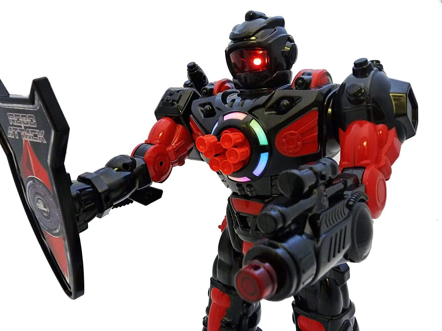 RoboAttack Large Remote Control Interactive Robot - Black/Red