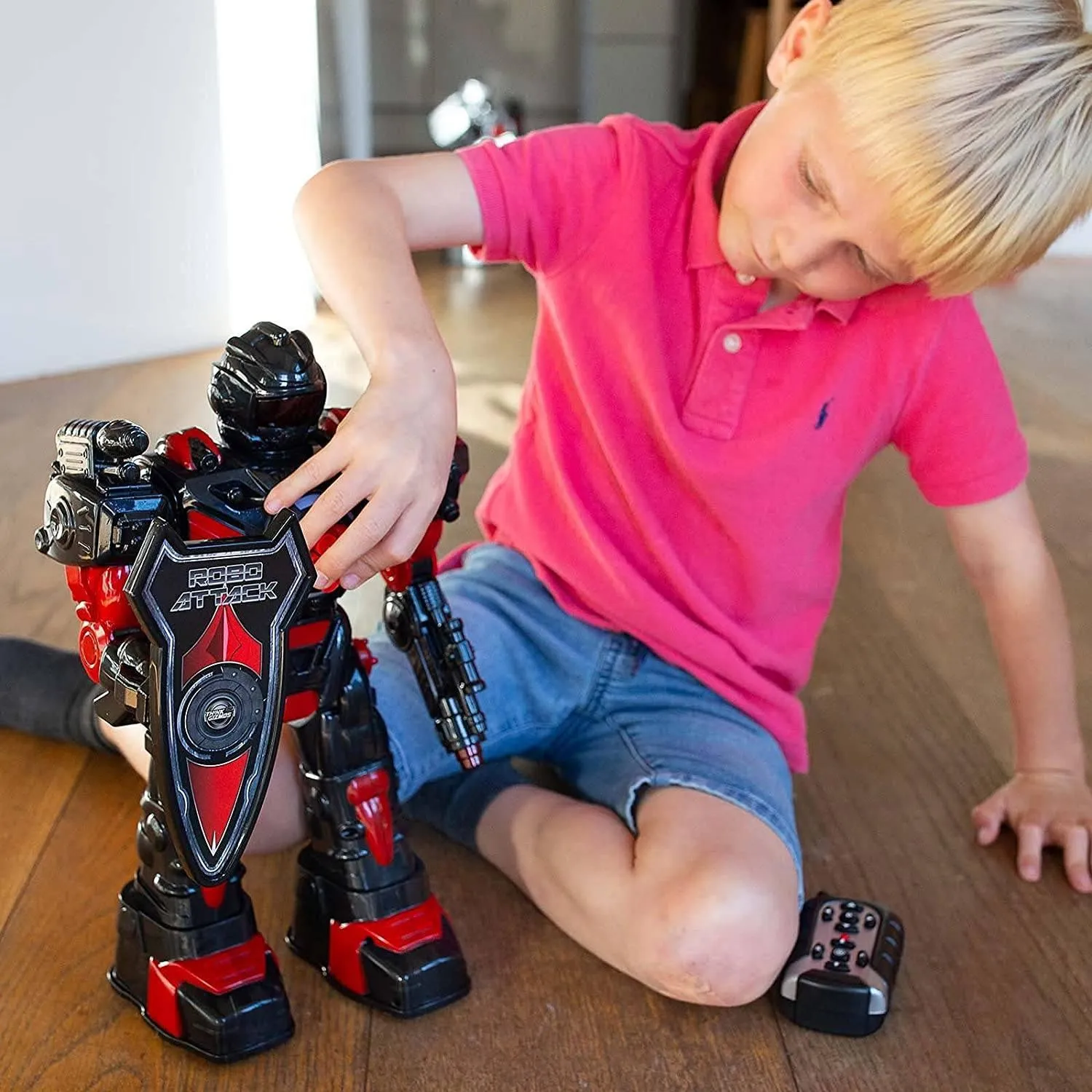 RoboAttack Large Remote Control Interactive Robot - Black/Red