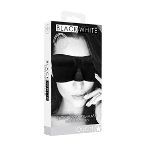 Shots Ouch Black & White Satin Curvy Eye Mask w/Elastic Straps - Black