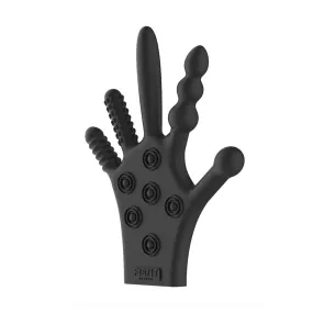 Shots Stretchy Silicone Black Stimulation Glove