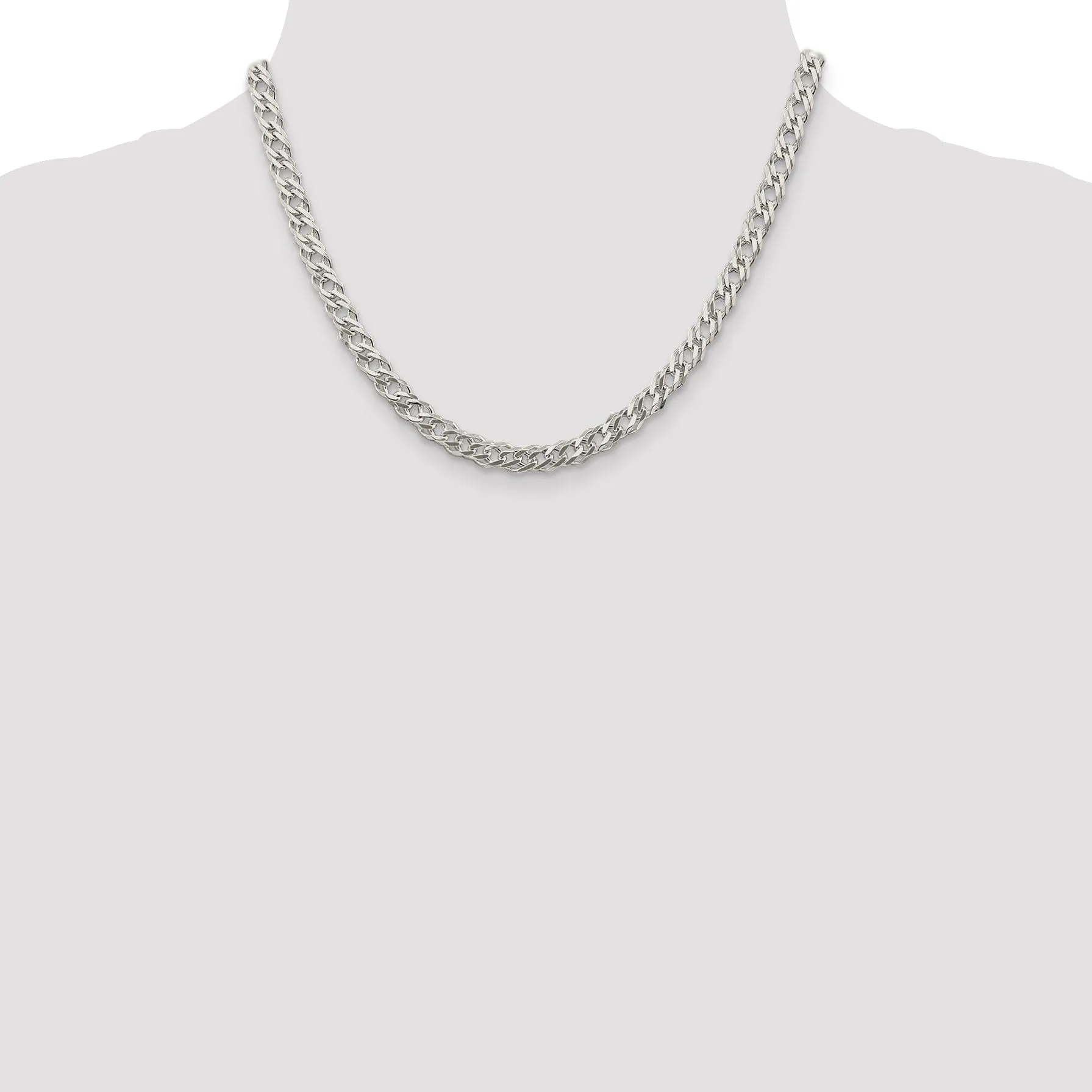 Silver 5.25-mm Double 6 Side Flat Fancy Chain