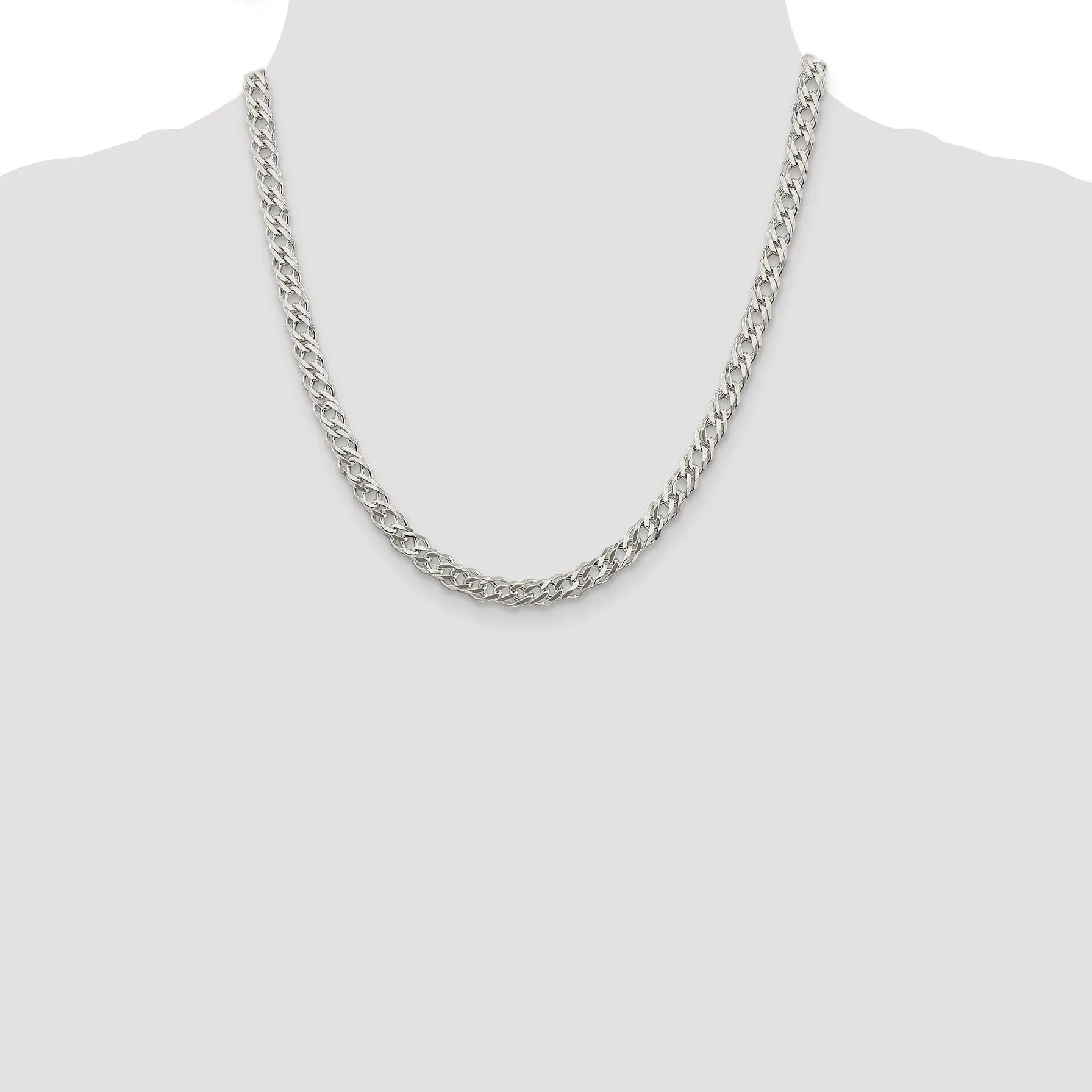 Silver 5.25-mm Double 6 Side Flat Fancy Chain