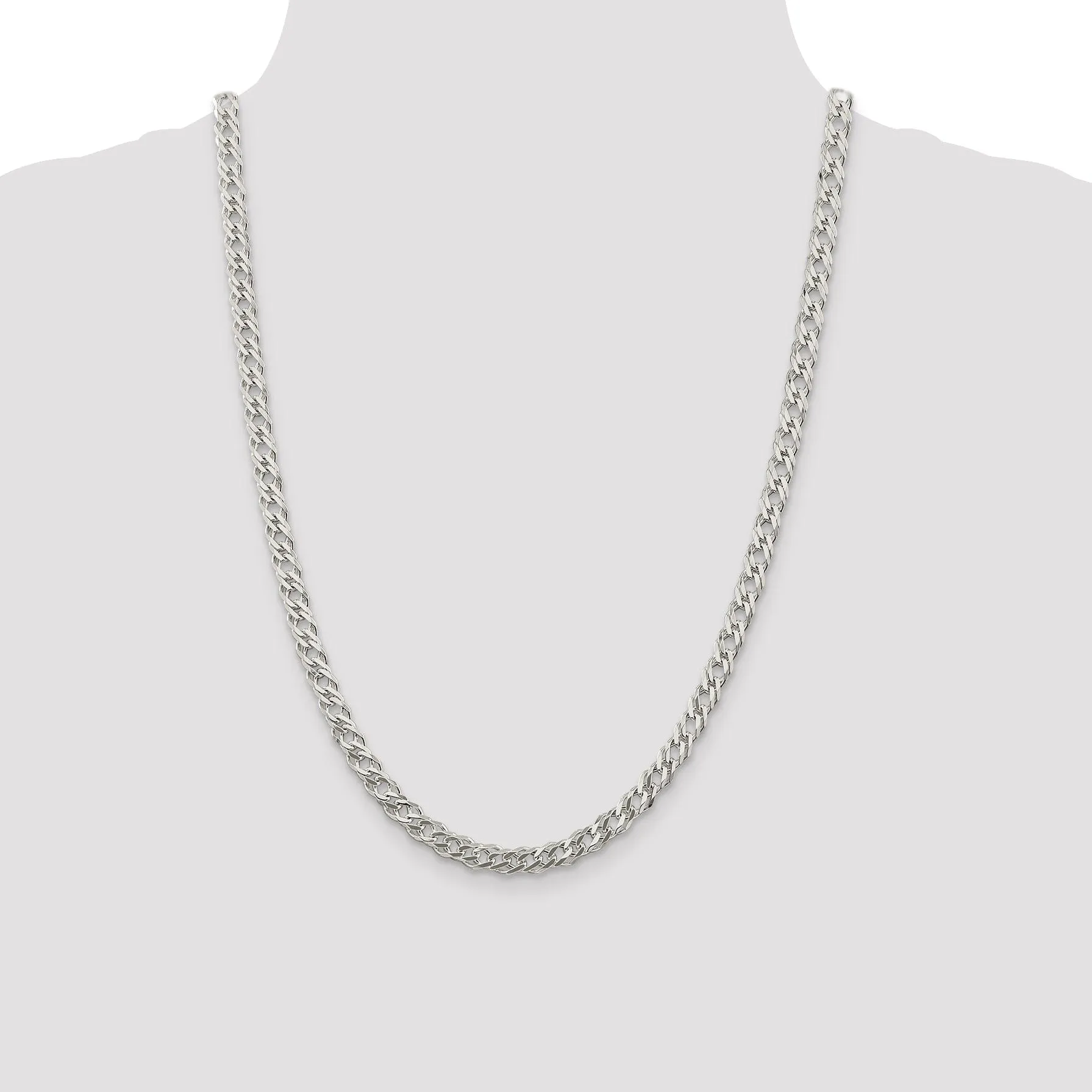 Silver 5.25-mm Double 6 Side Flat Fancy Chain