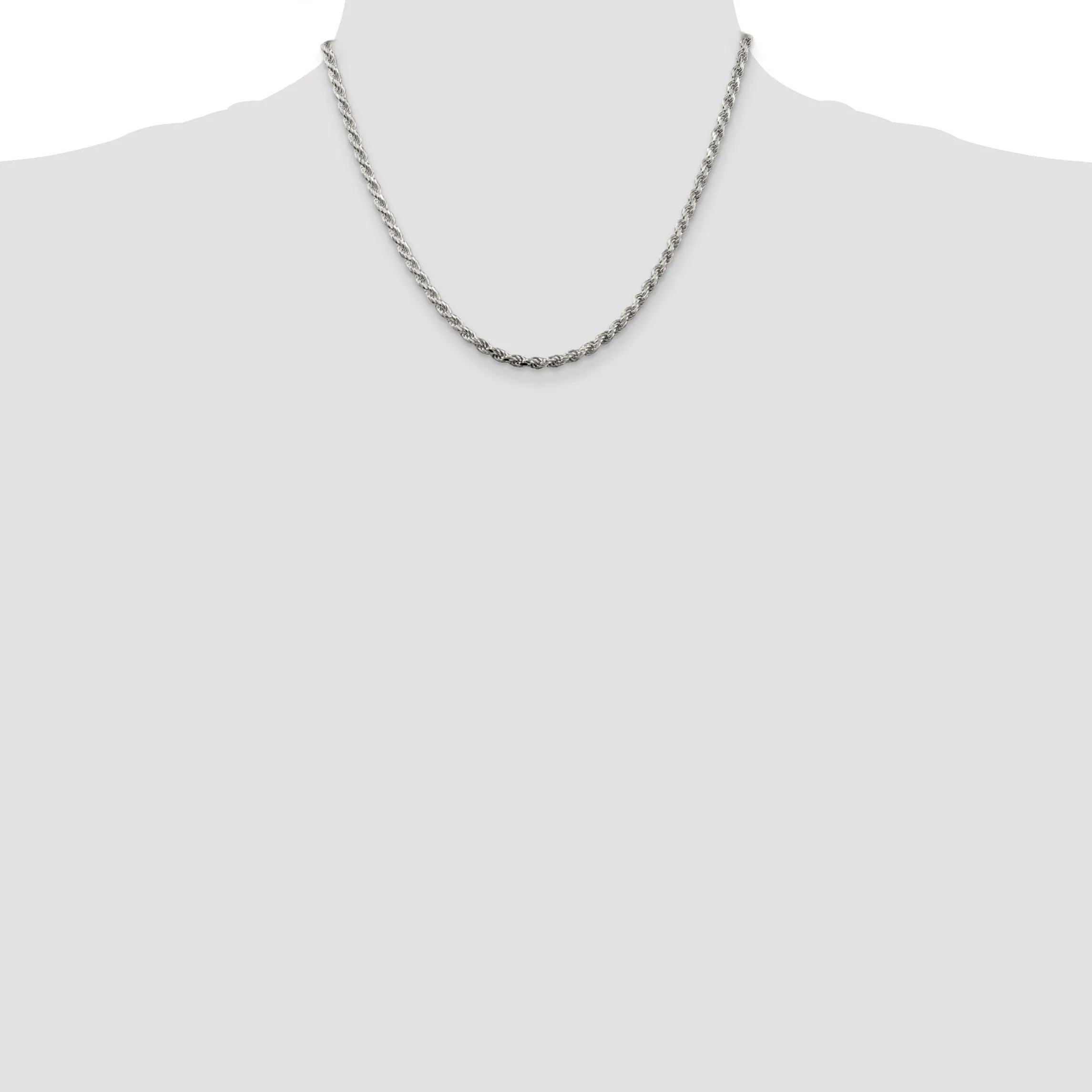 Silver Polished D.C 3.00-mm Solid Rope Chain