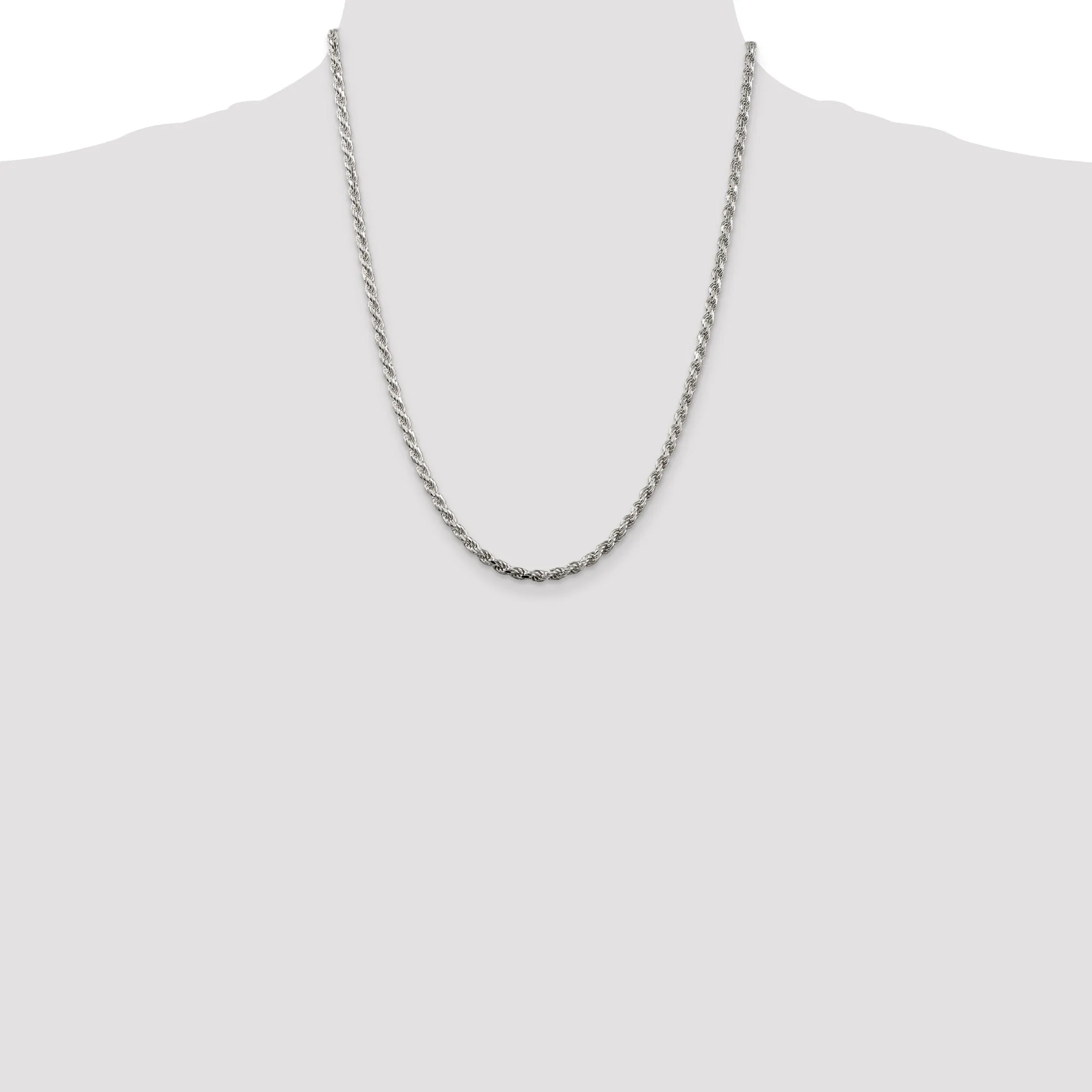 Silver Polished D.C 3.00-mm Solid Rope Chain