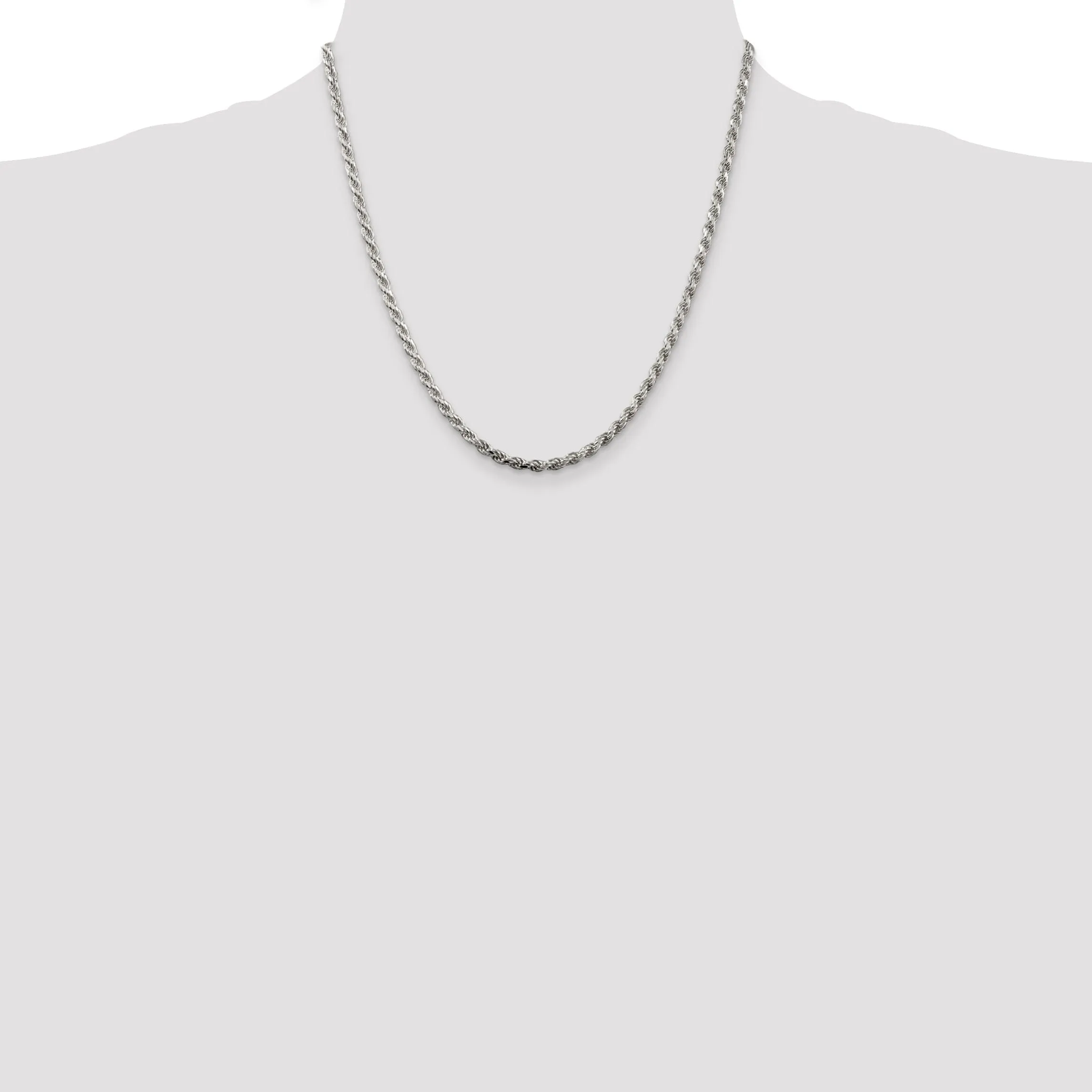 Silver Polished D.C 3.00-mm Solid Rope Chain