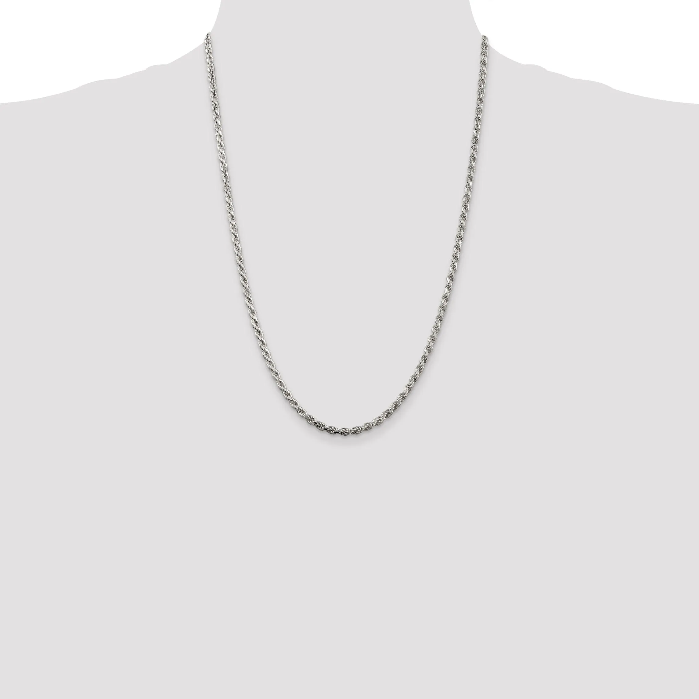 Silver Polished D.C 3.00-mm Solid Rope Chain