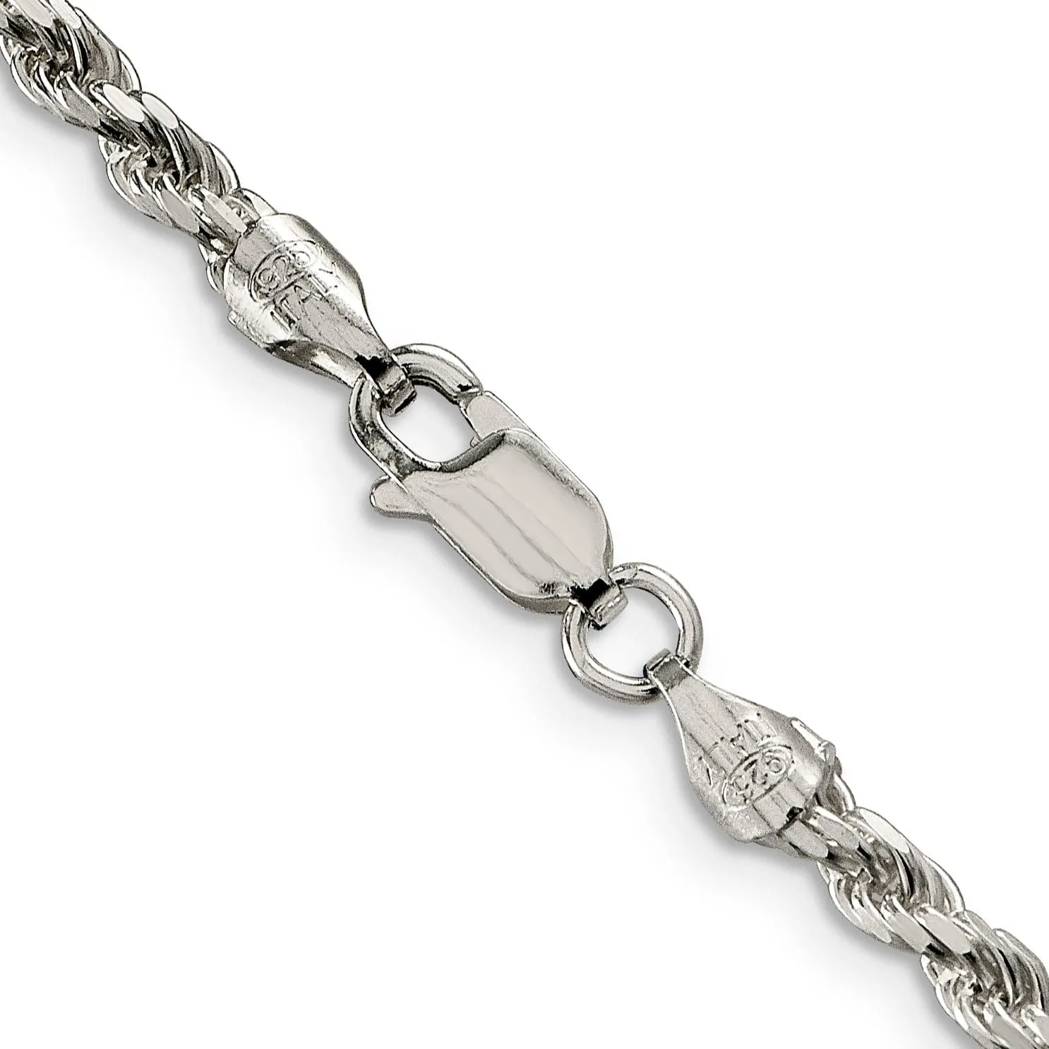 Silver Polished D.C 3.00-mm Solid Rope Chain