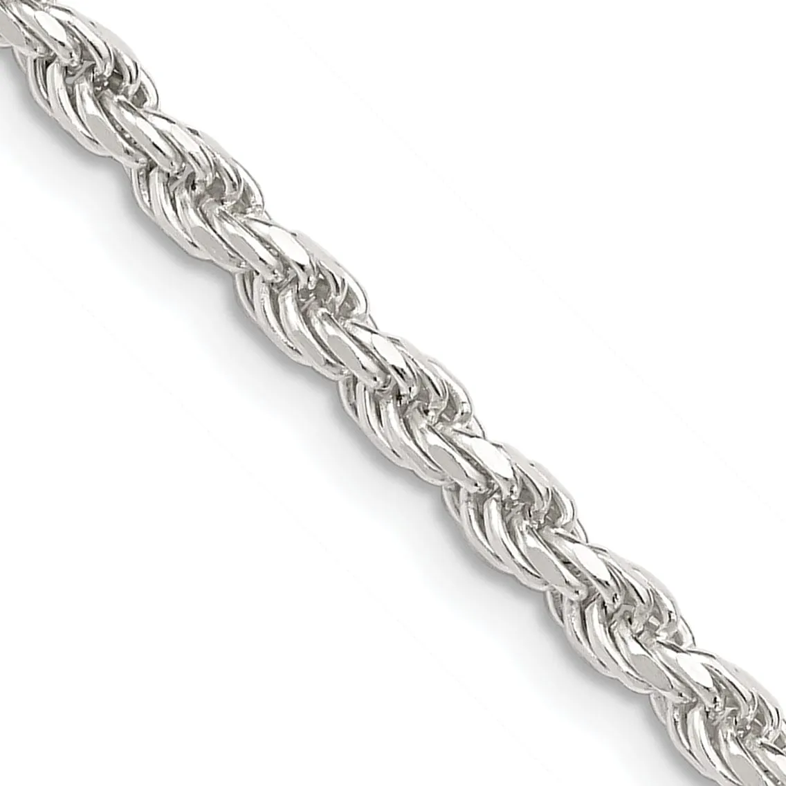 Silver Polished D.C 3.00-mm Solid Rope Chain