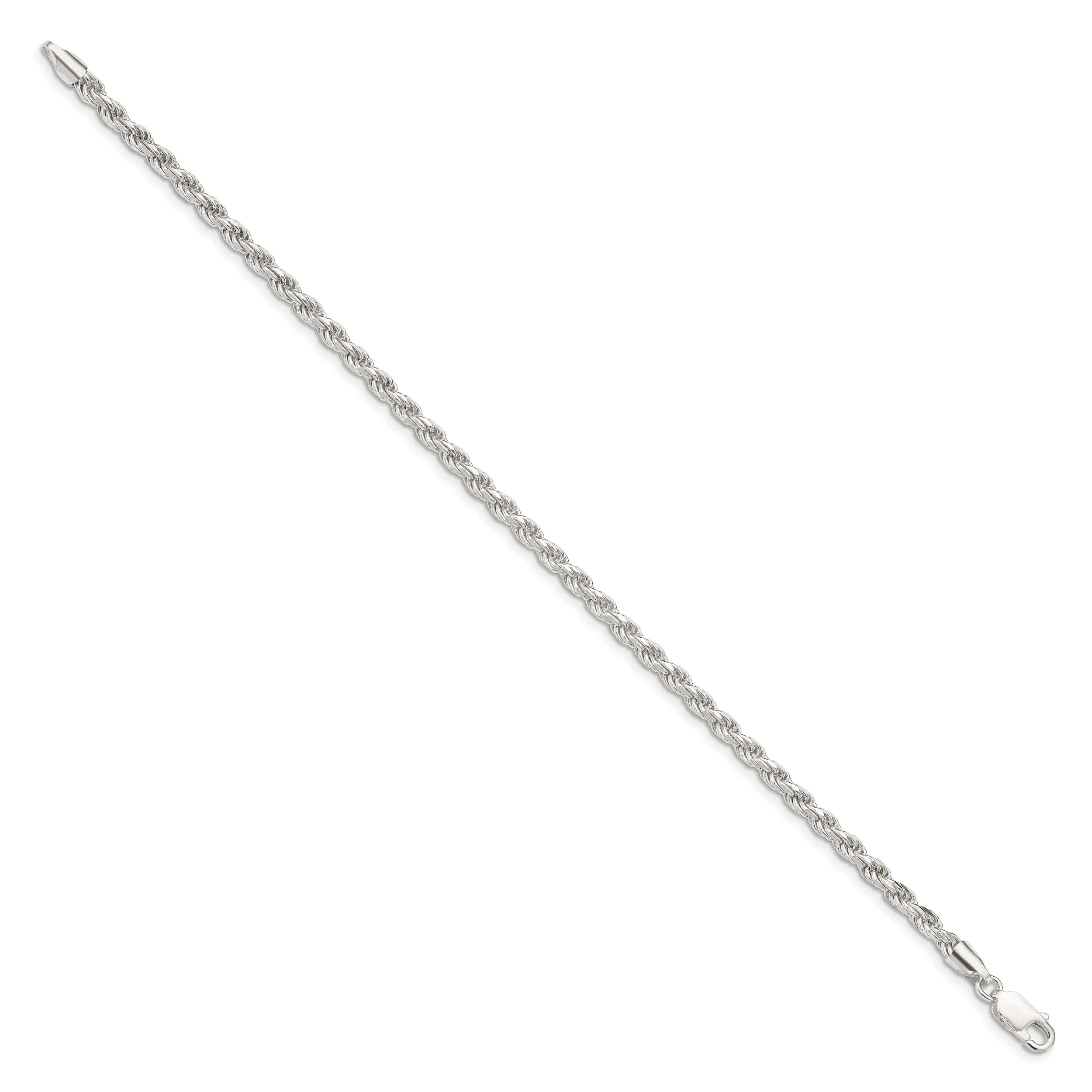 Silver Polished D.C 3.00-mm Solid Rope Chain