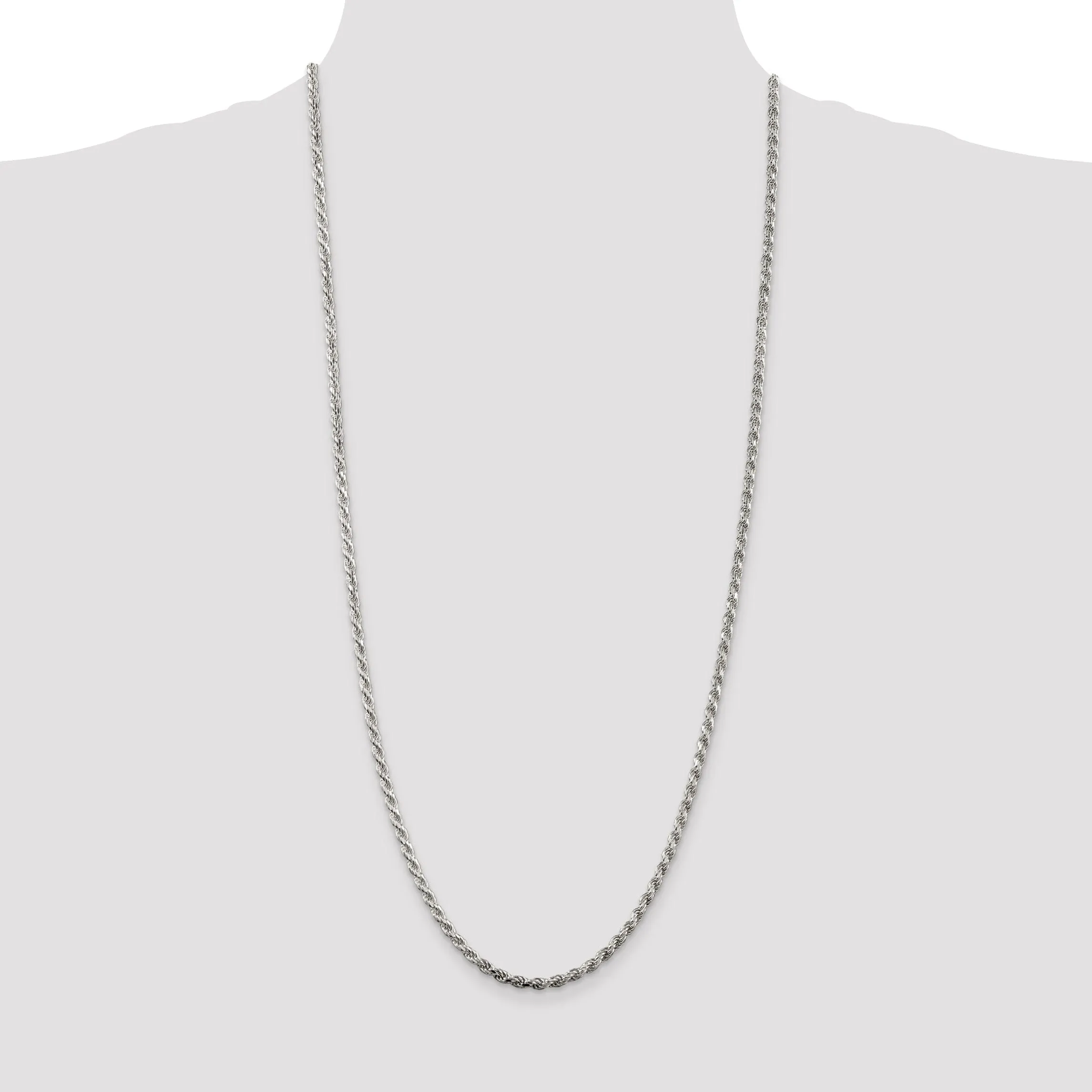 Silver Polished D.C 3.00-mm Solid Rope Chain