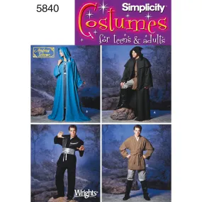 Simplicity Pattern 5840 Women's, Men & Teen Costumes