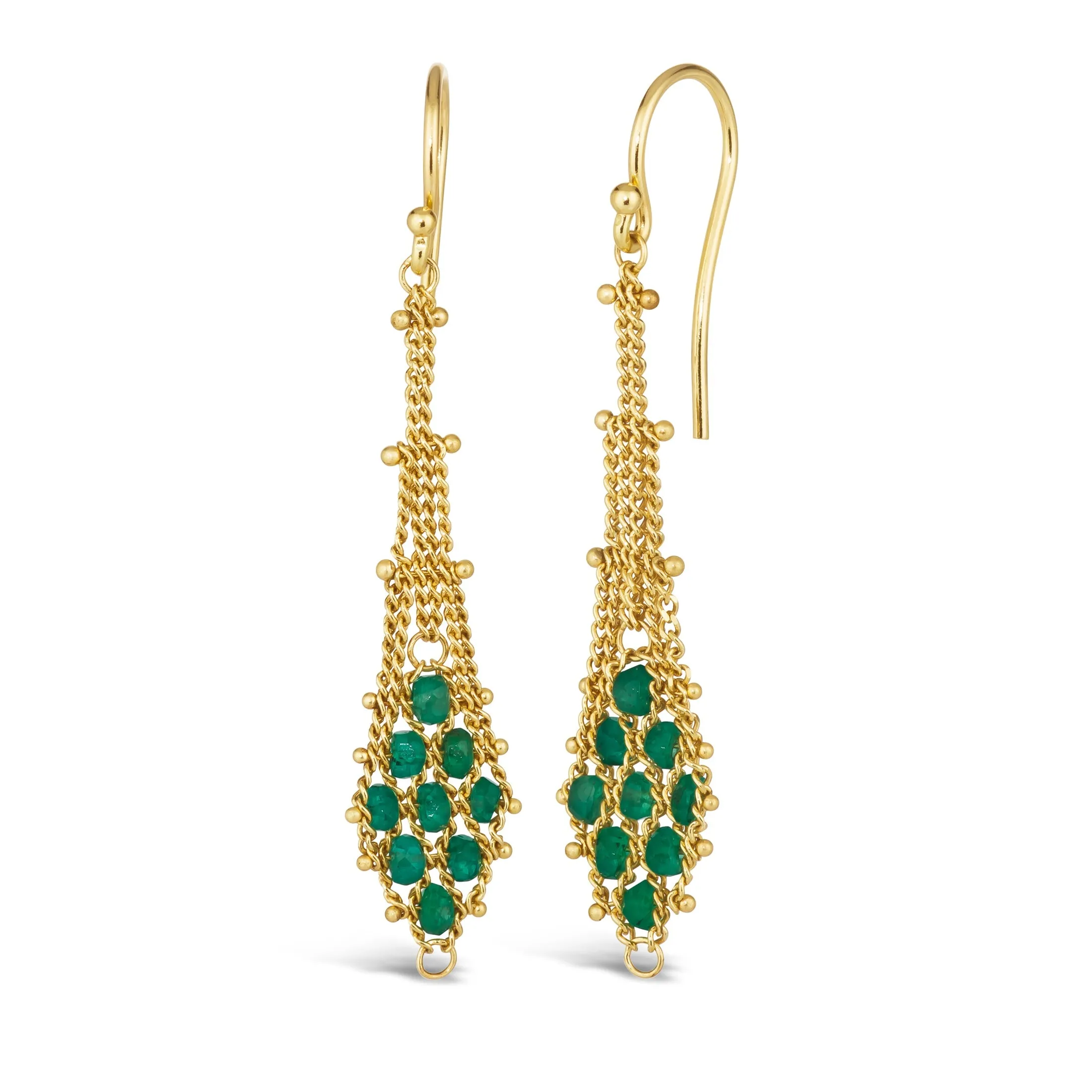 Suspended Lattice Earrings in Emerald