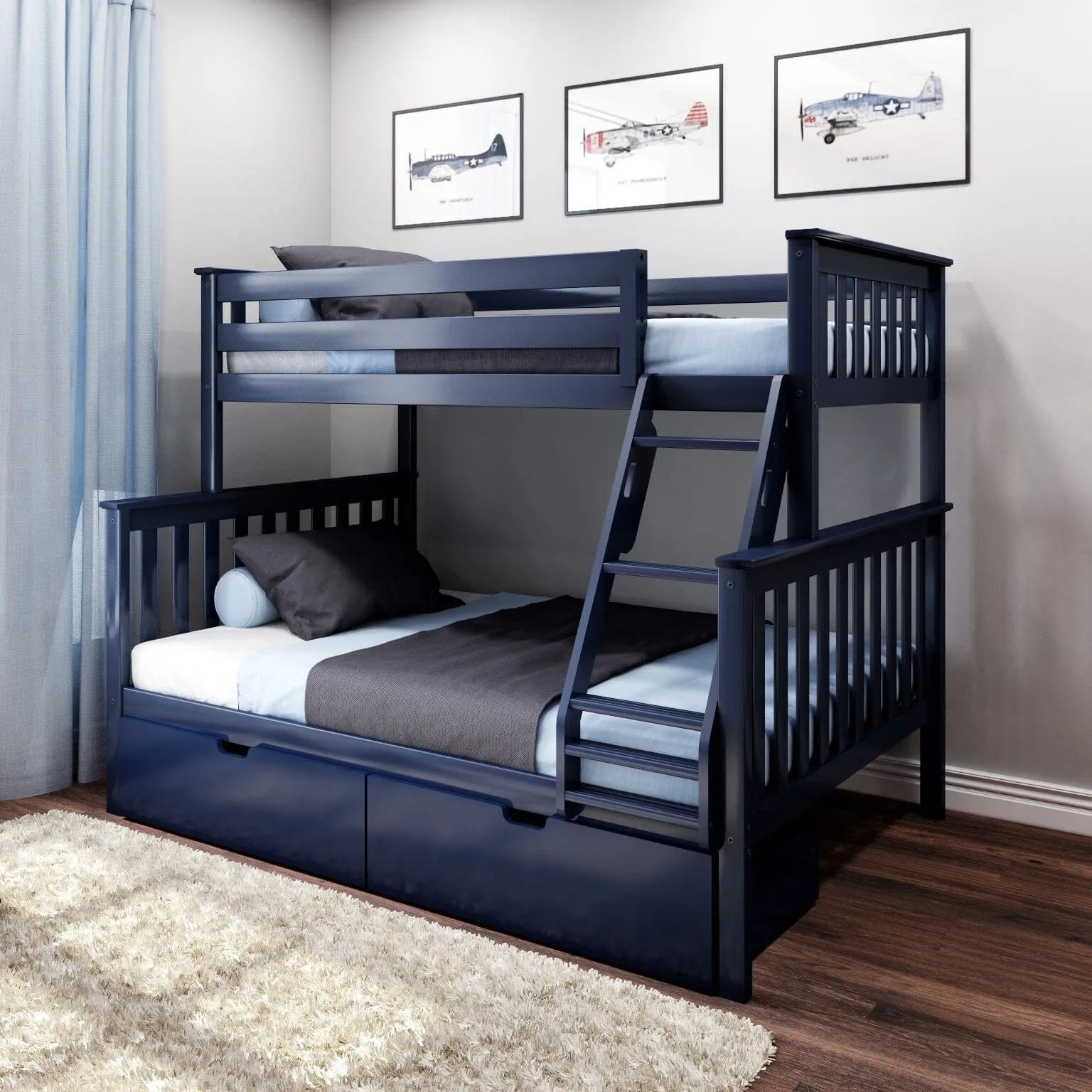 Twin Over Full Bunk Bed With Storage Drawers