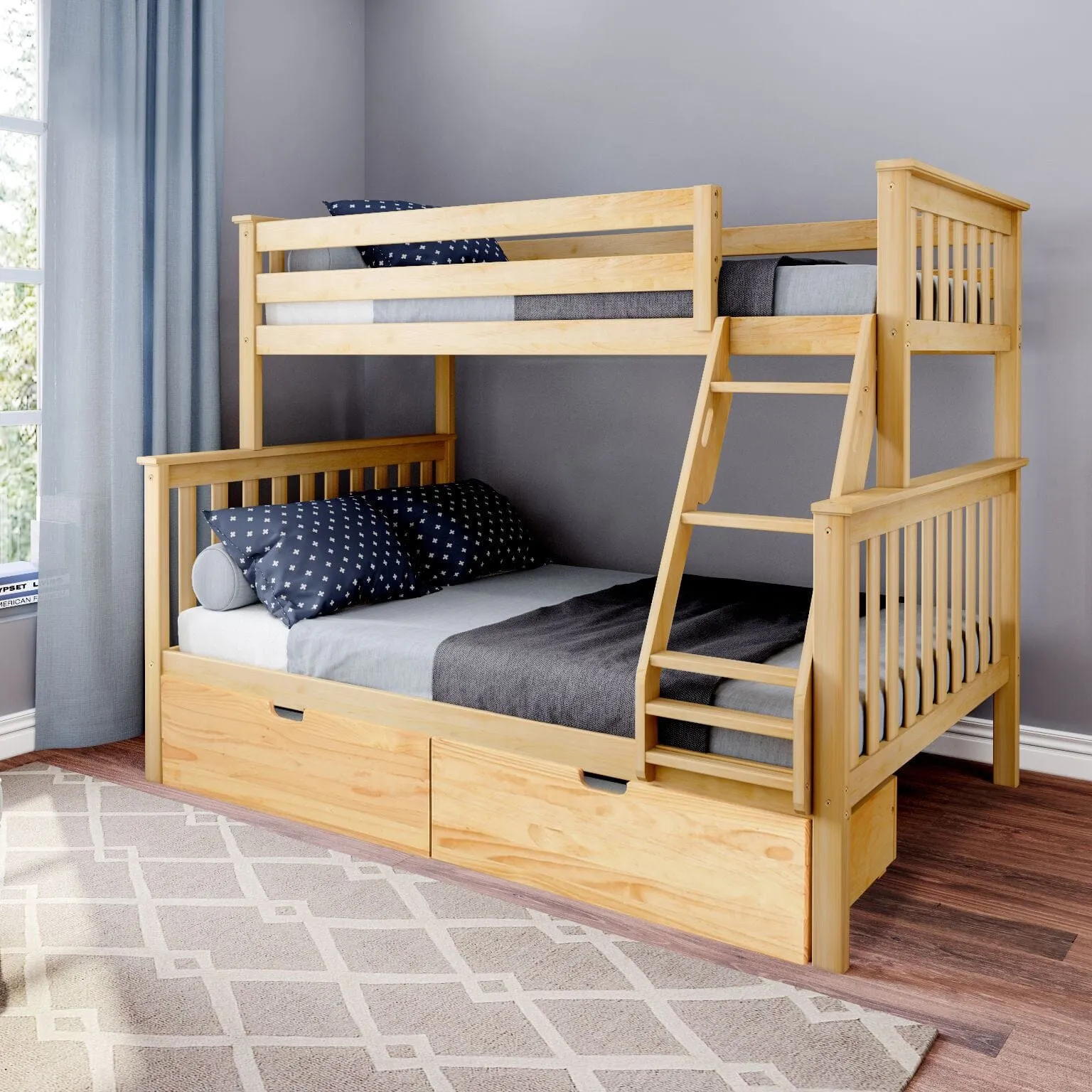 Twin Over Full Bunk Bed With Storage Drawers