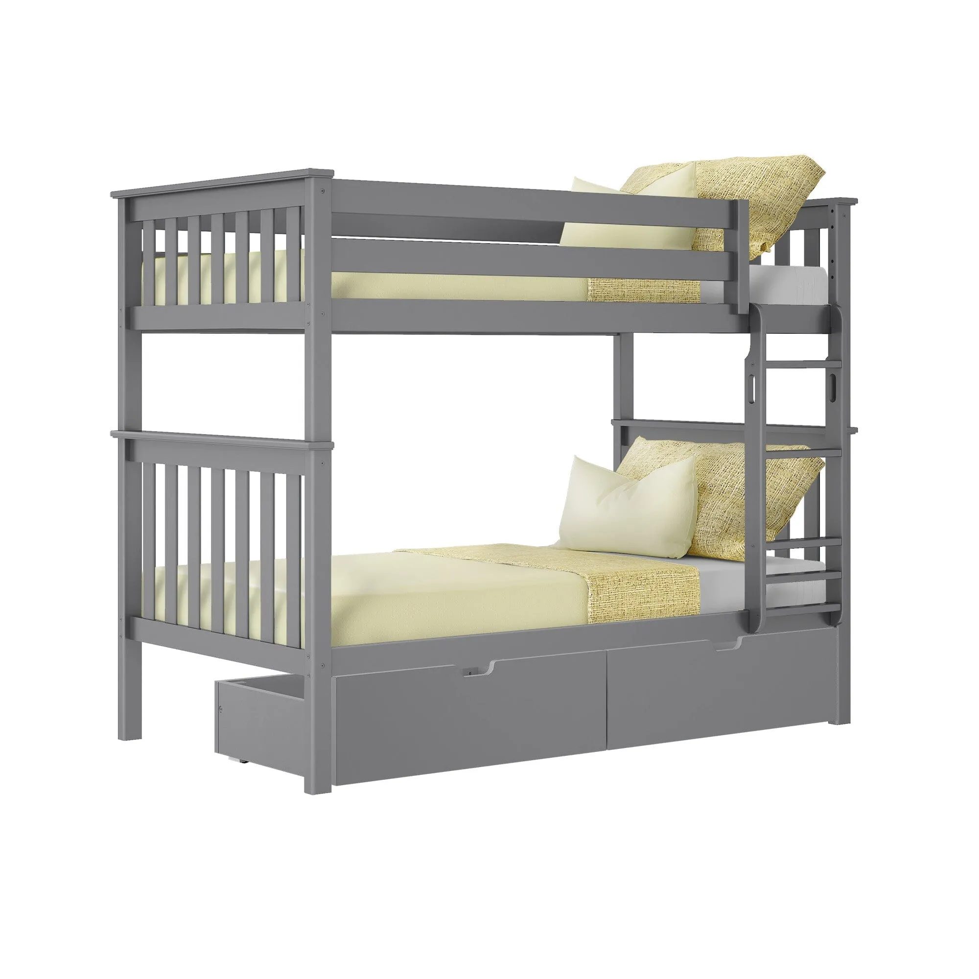 Twin Over Twin Bunk Bed With Storage Drawers