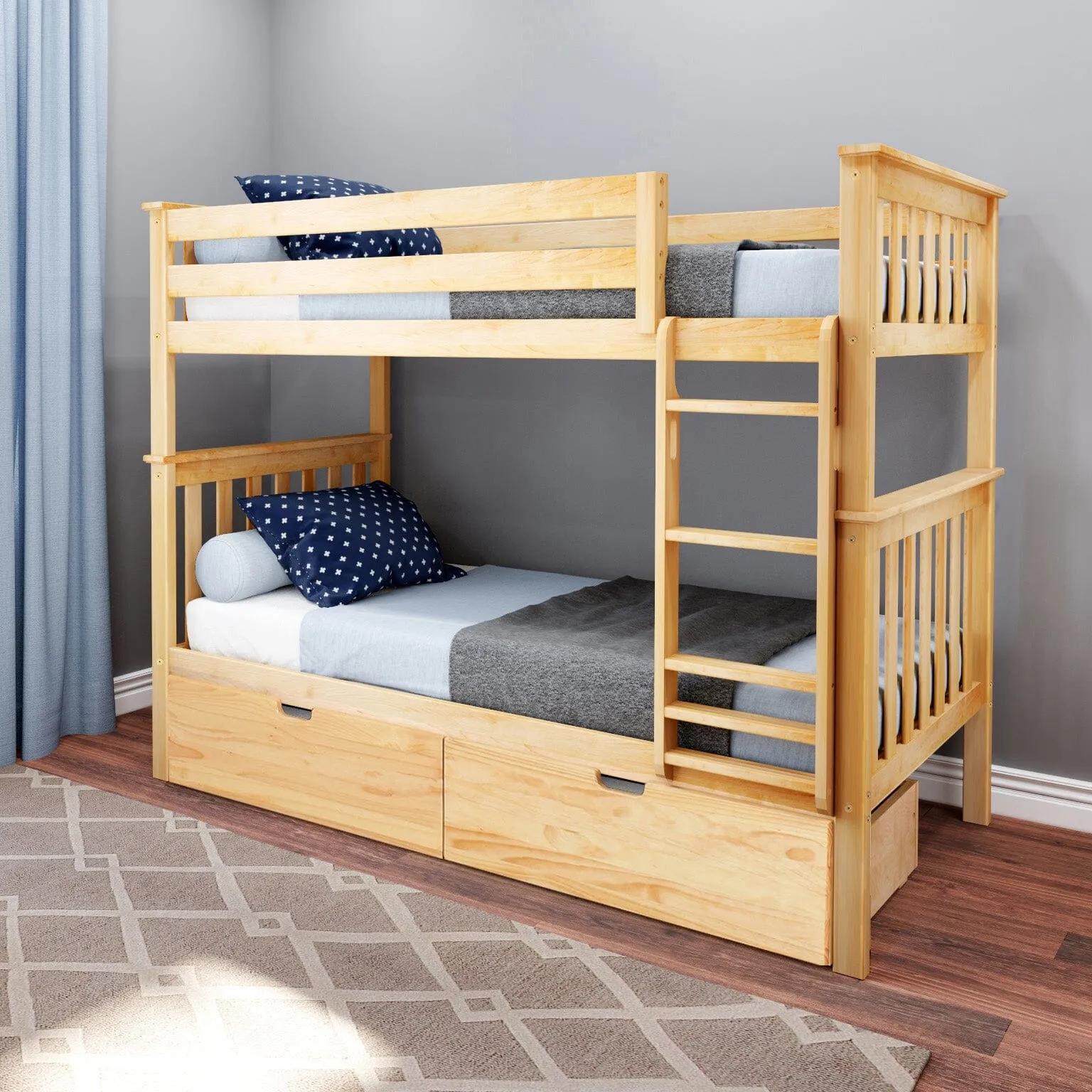 Twin Over Twin Bunk Bed With Storage Drawers