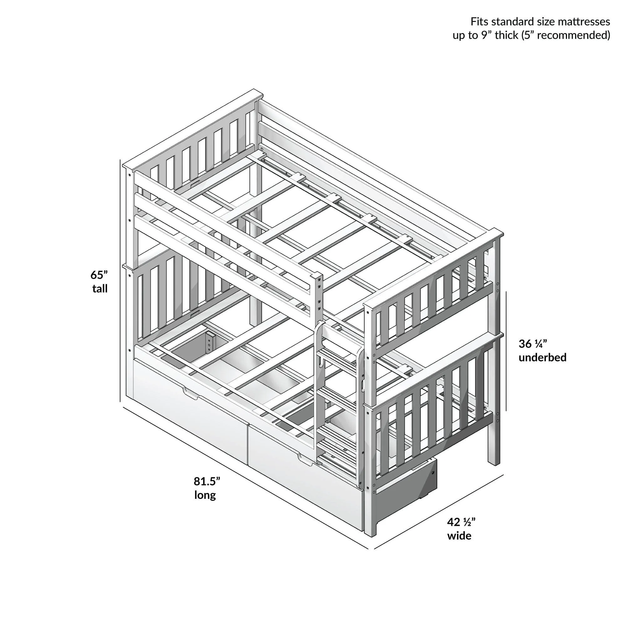 Twin Over Twin Bunk Bed With Storage Drawers