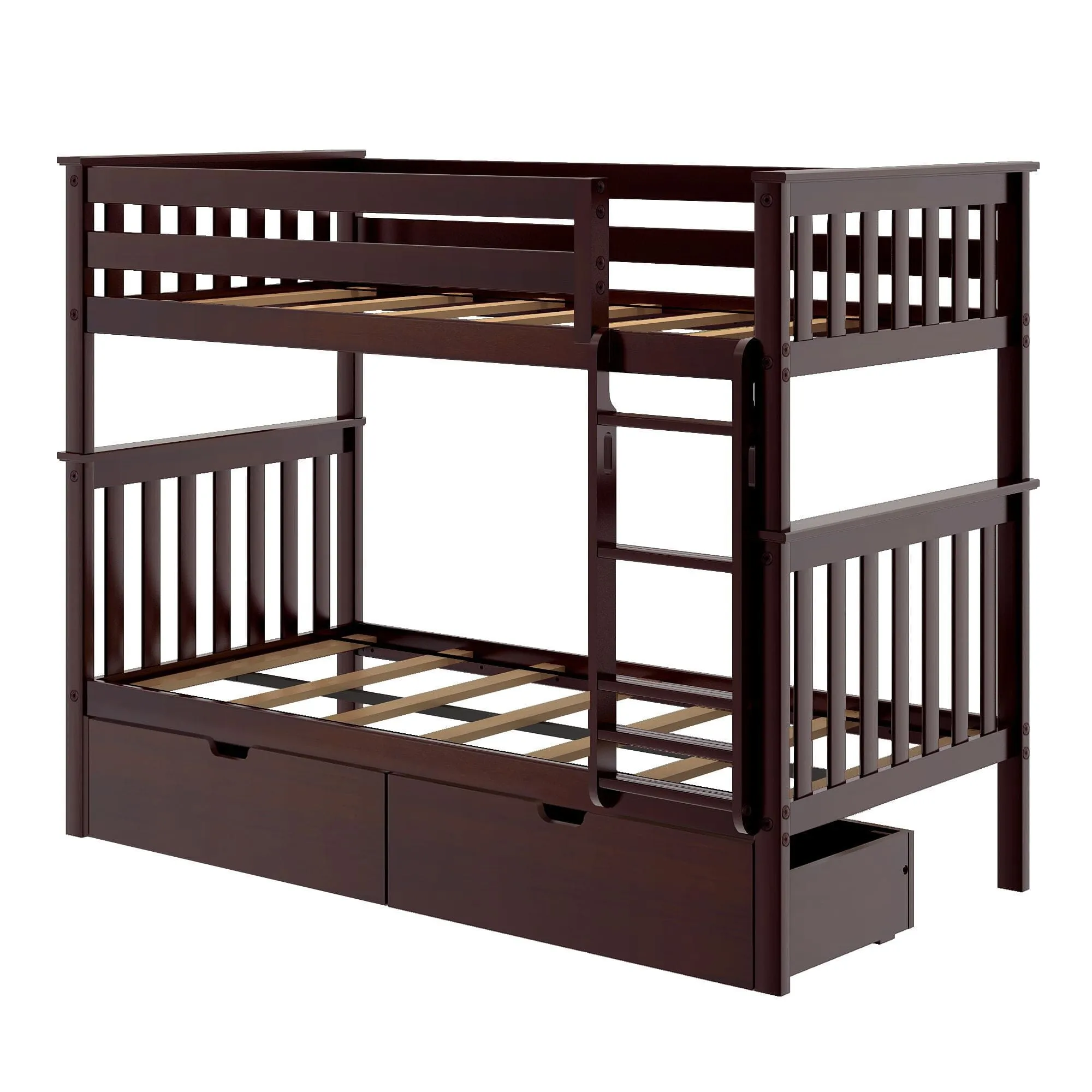 Twin Over Twin Bunk Bed With Storage Drawers