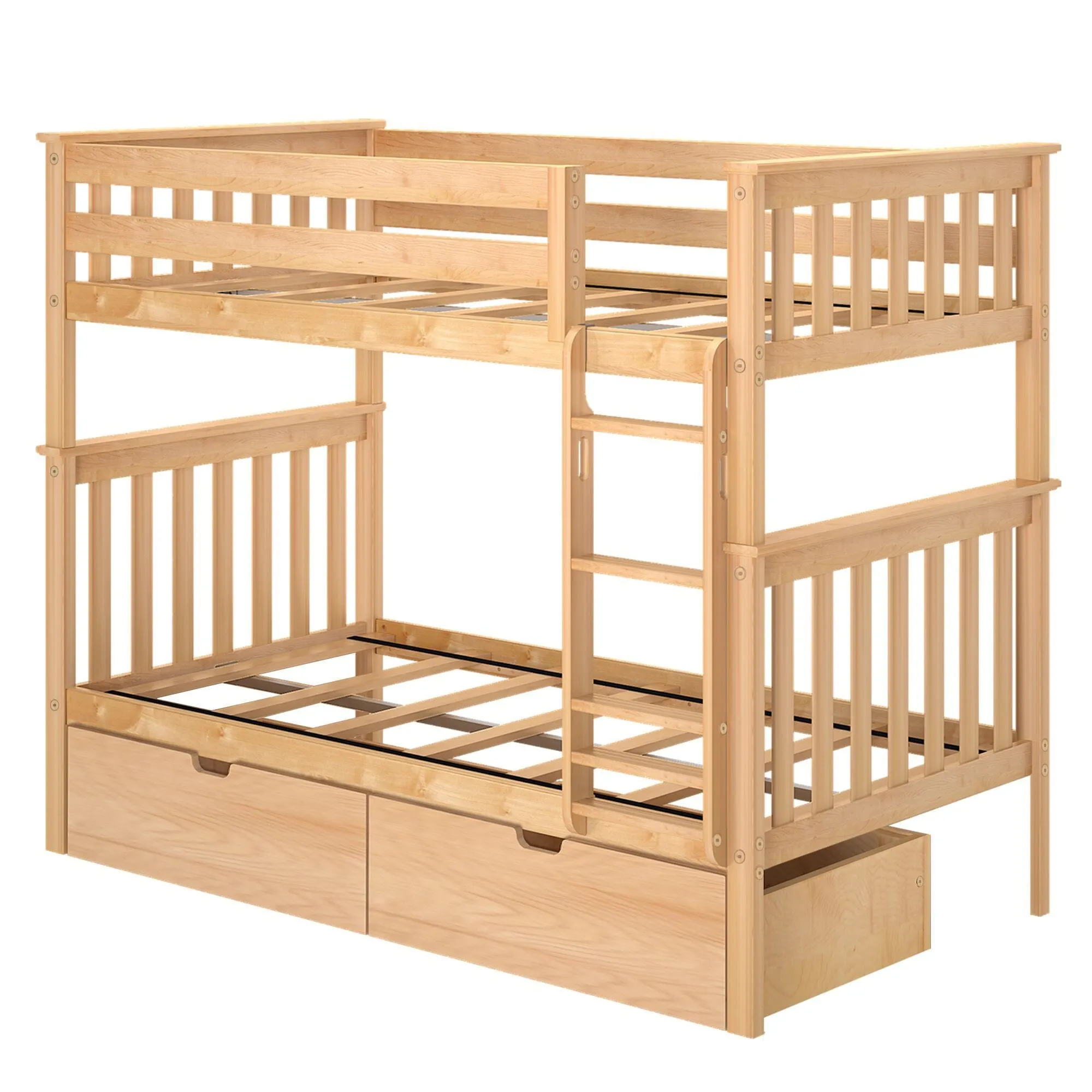 Twin Over Twin Bunk Bed With Storage Drawers