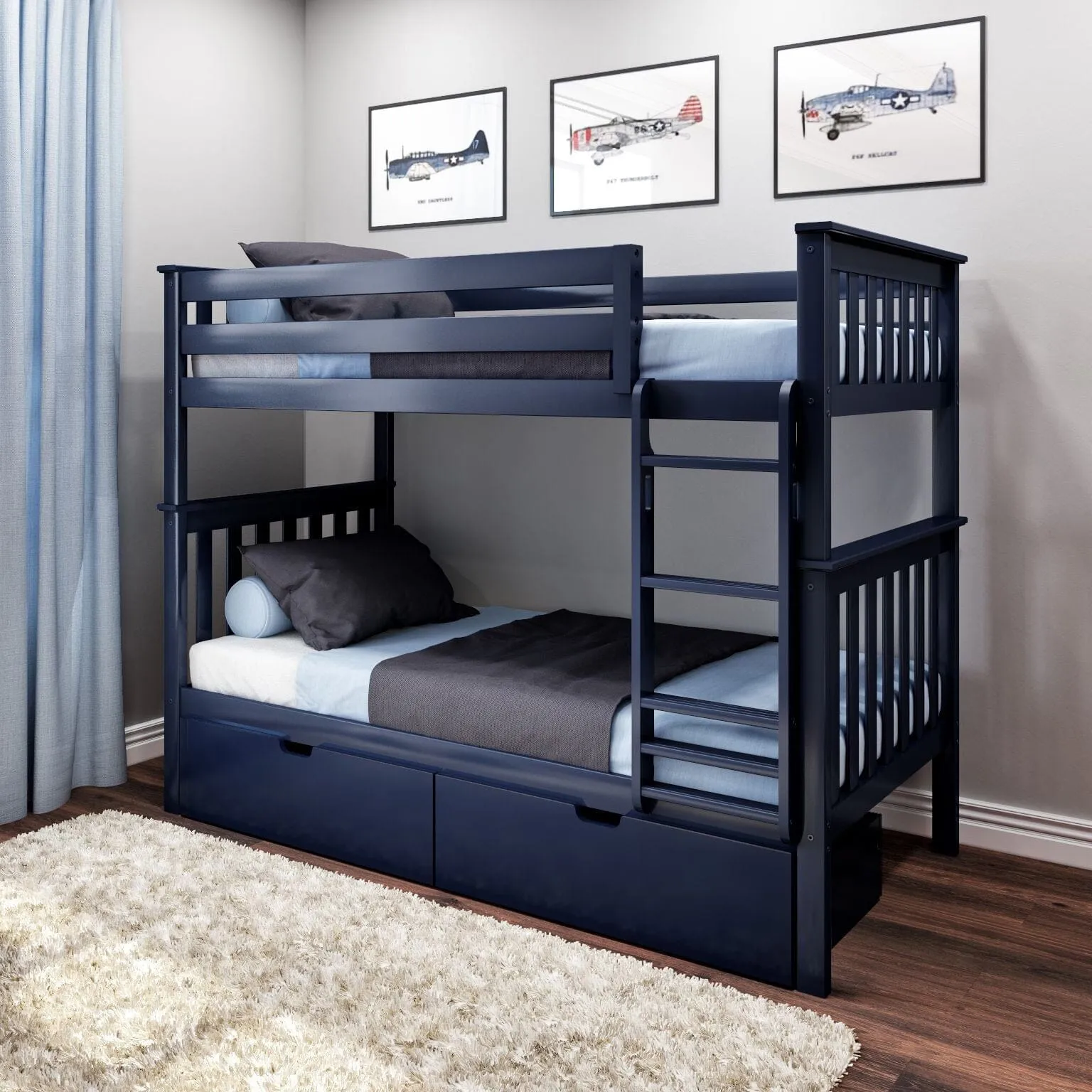 Twin Over Twin Bunk Bed With Storage Drawers