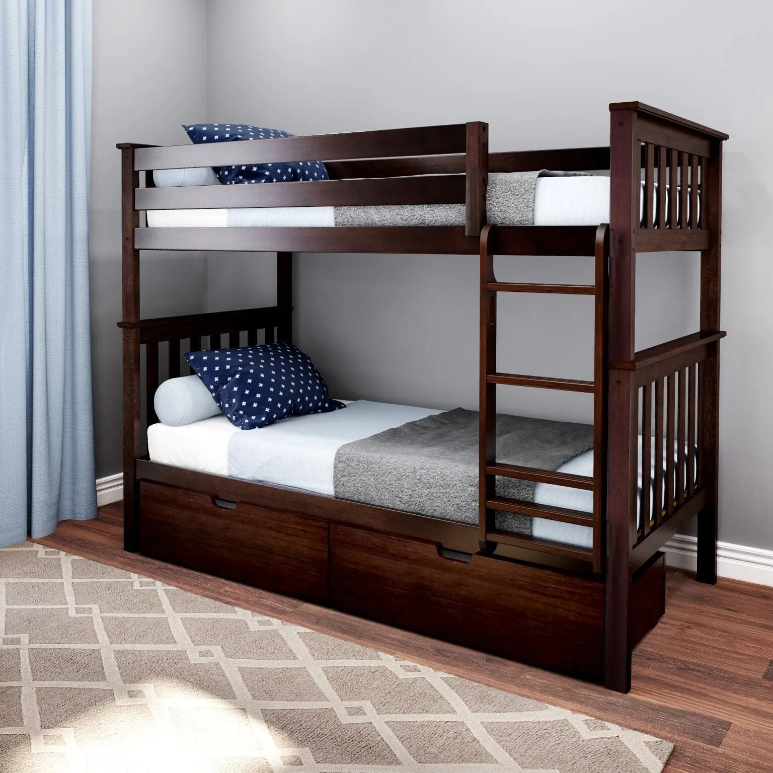 Twin Over Twin Bunk Bed With Storage Drawers