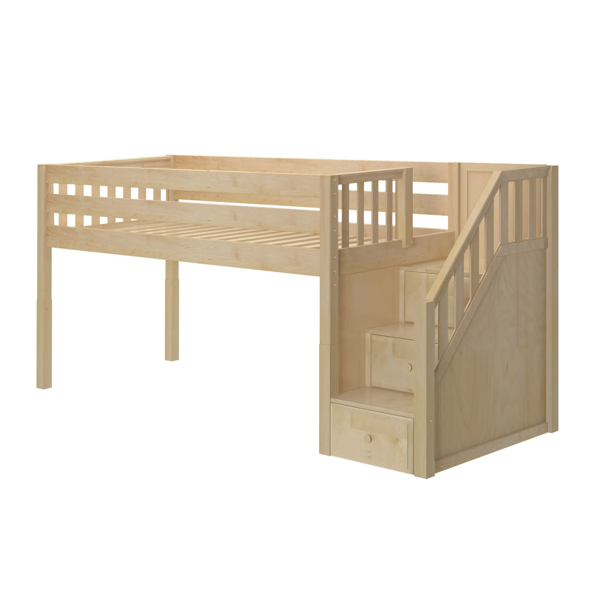 Twin XL Low Loft Bed with Stairs