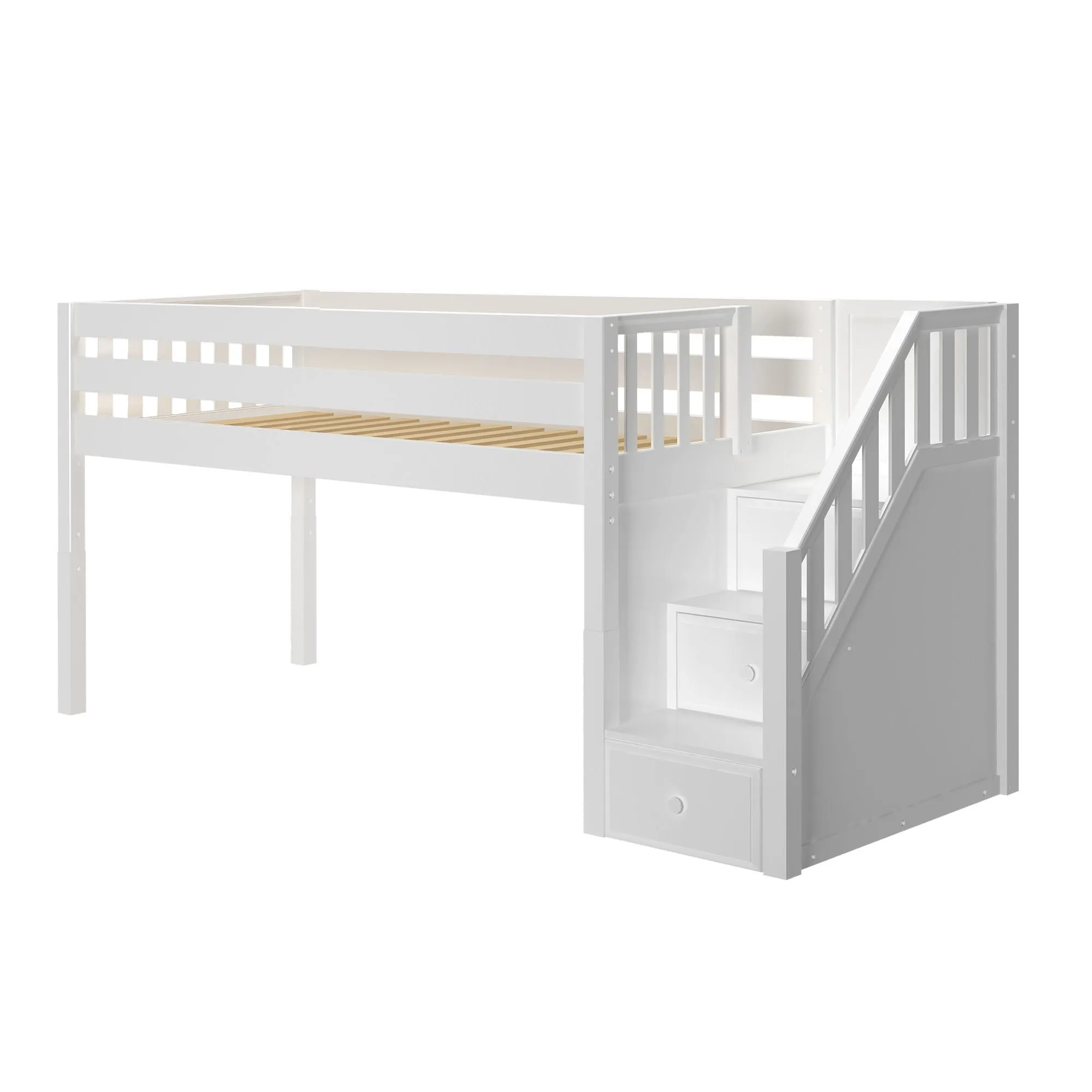 Twin XL Low Loft Bed with Stairs