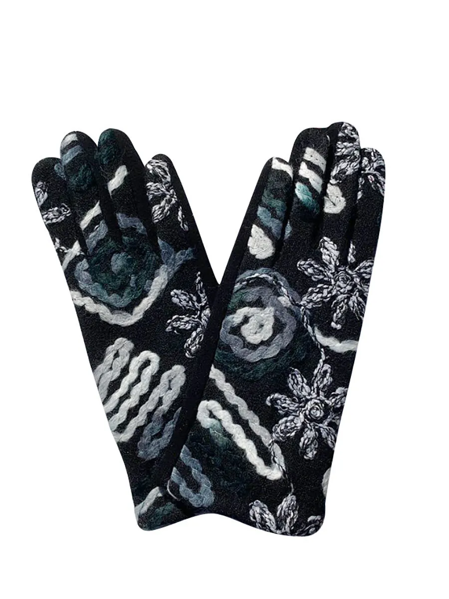 Women Winter Ethnic Warm Outdoor Gloves