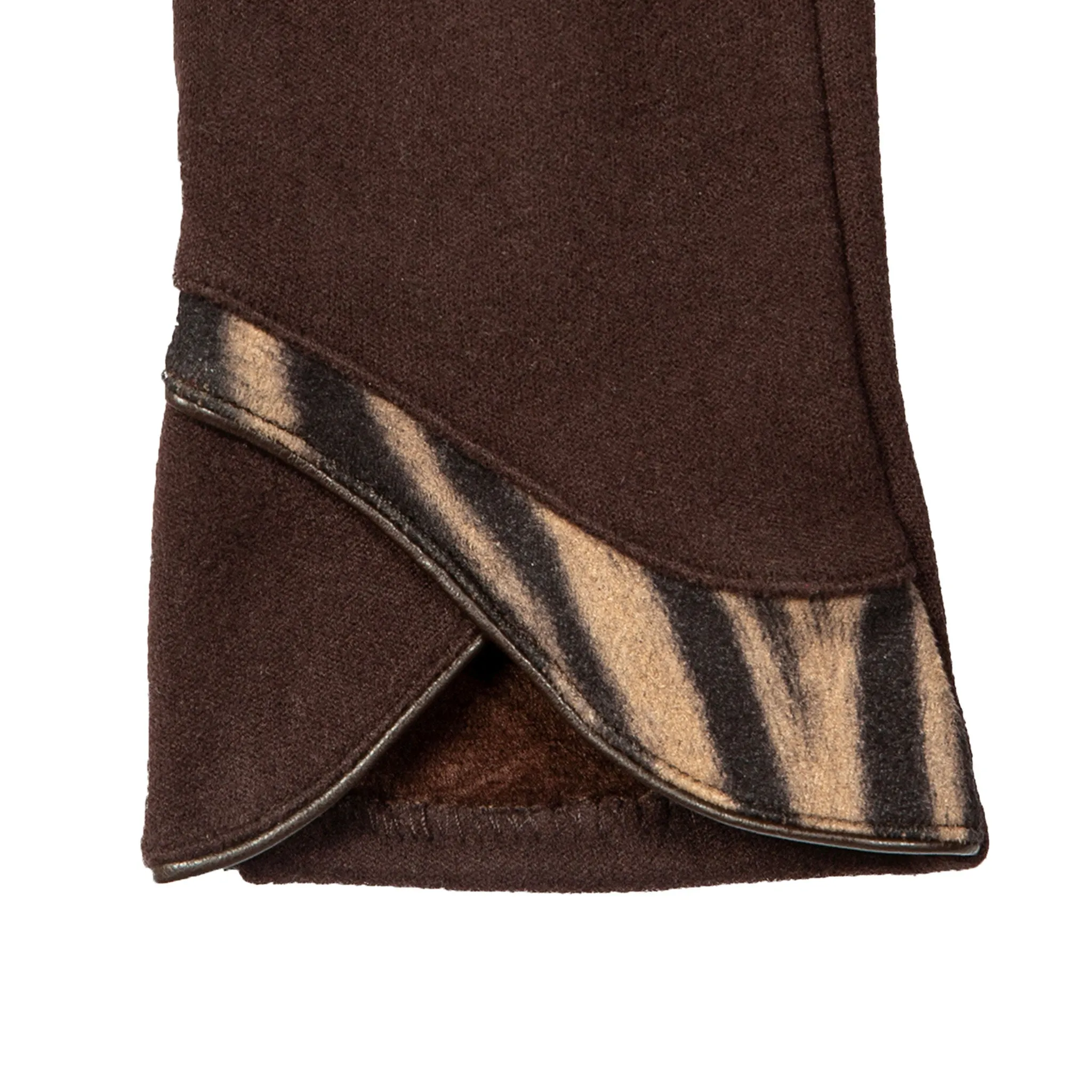 Women’s Touchscreen Velour-Lined Gloves with Zebra Print Detail