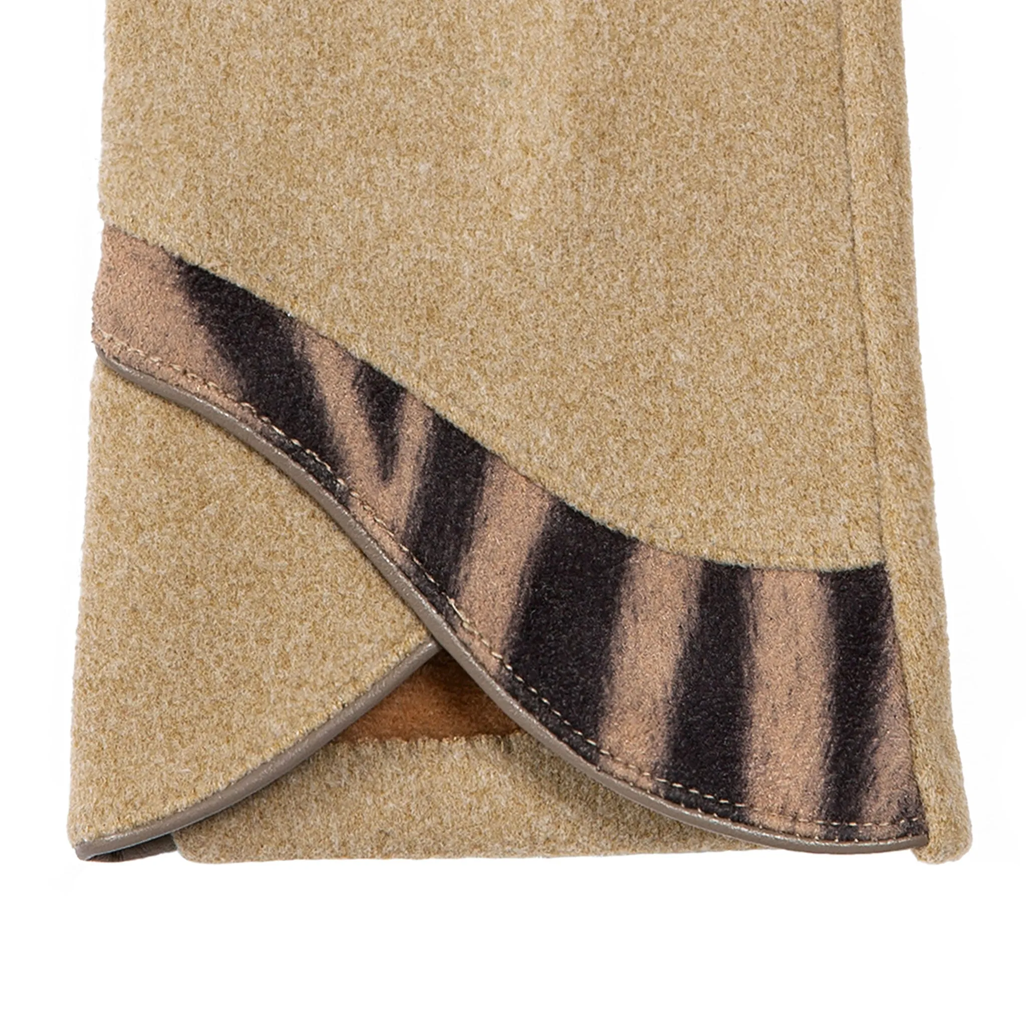 Women’s Touchscreen Velour-Lined Gloves with Zebra Print Detail