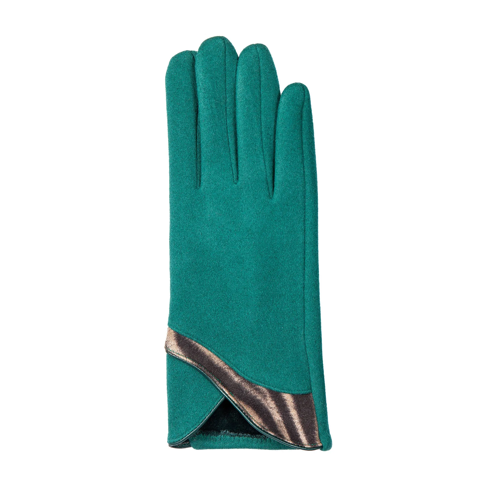 Women’s Touchscreen Velour-Lined Gloves with Zebra Print Detail