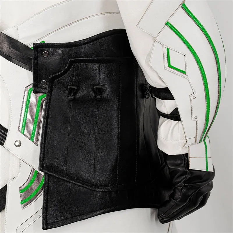 Young Sephiroth Cosplay Costume FF7EC Sephiroth Lethal Style Green Suit Leather Armor Version