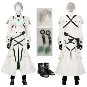 Young Sephiroth Cosplay Costume FF7EC Sephiroth Lethal Style Green Suit Leather Armor Version