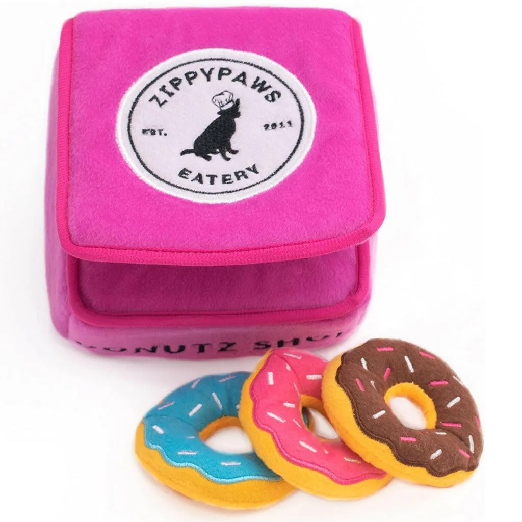 Zippy Paws Burrow Donutz Box Interactive Colorful Squeaky Toy for Dogs (Medium)