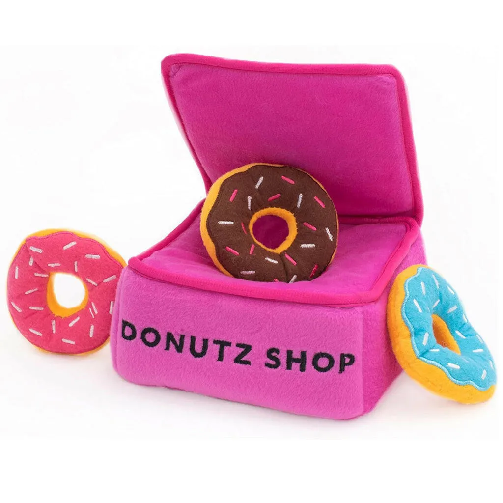 Zippy Paws Burrow Donutz Box Interactive Colorful Squeaky Toy for Dogs (Medium)