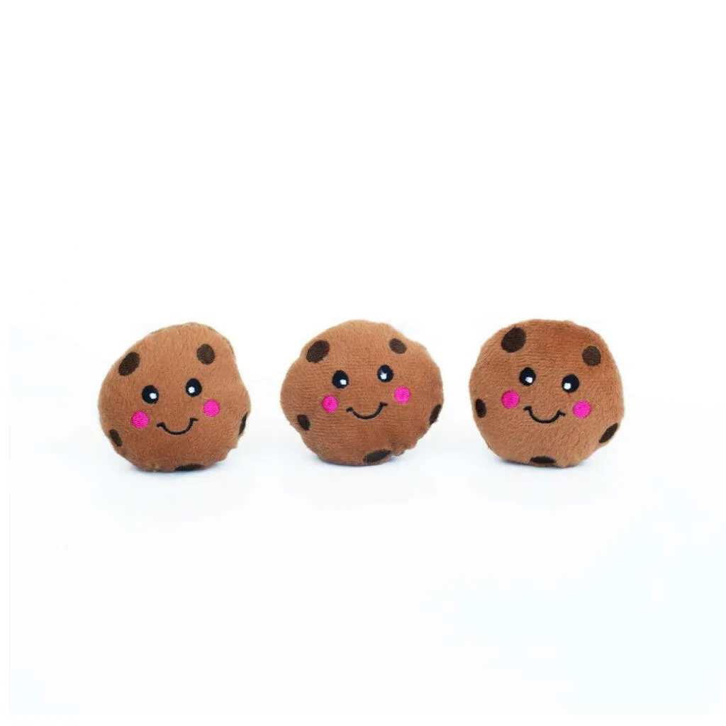 Zippy Paws Miniz Cookies Stuffed Squeaker Interactive Toy for Dogs (Extra Small 3 pack)